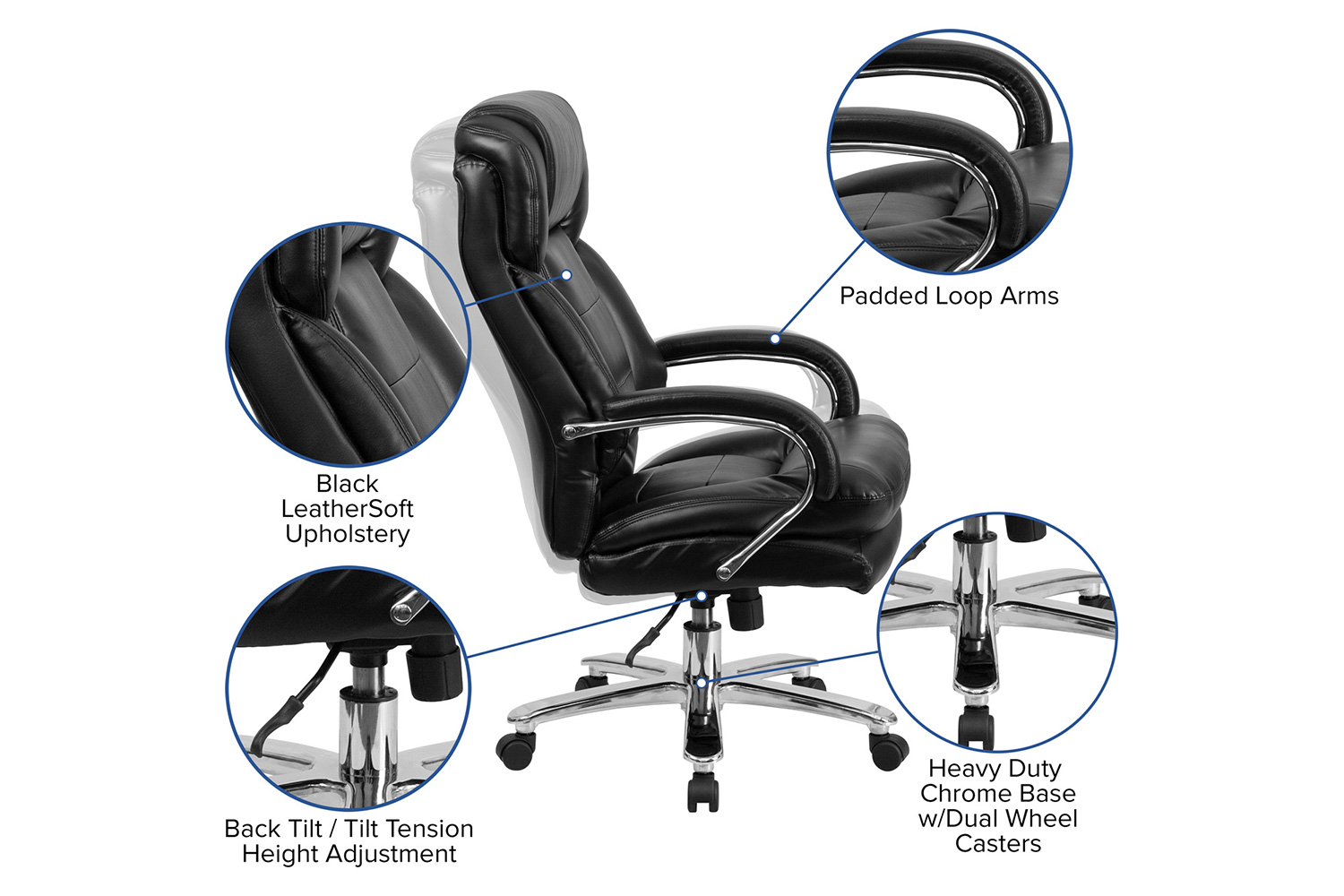 BLNK - LeatherSoft Swivel Executive Desk Chair with Wheels