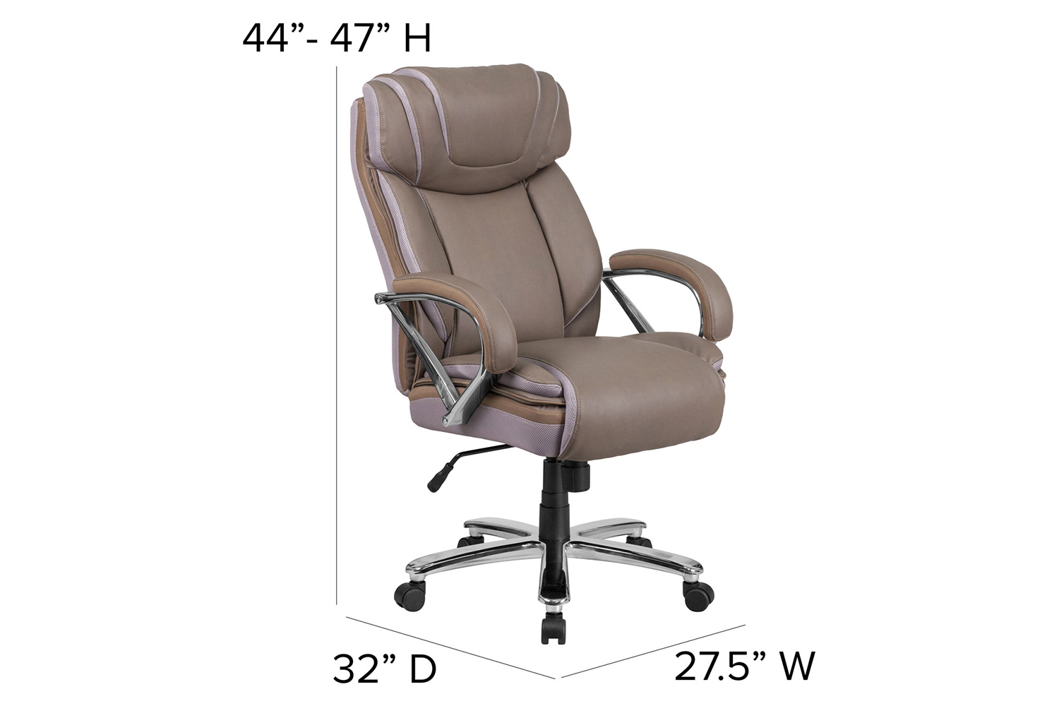 BLNK HERCULES Series LeatherSoft Executive Swivel Ergonomic Office Chair with Extra Wide Seat - Taupe