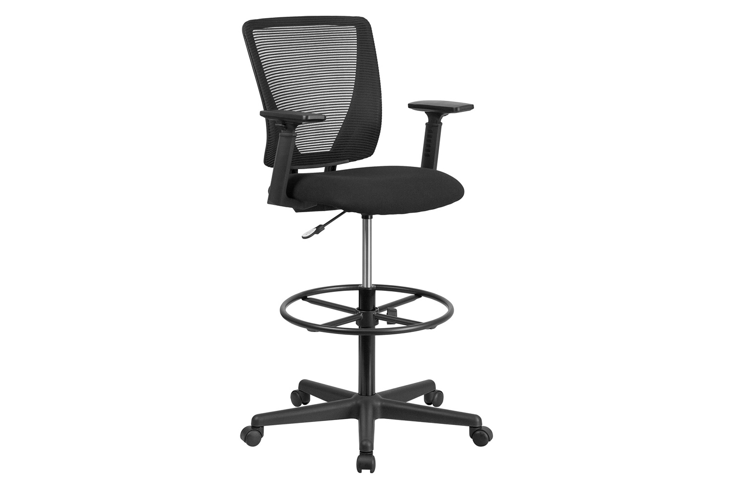 BLNK Harper Ergonomic Fabric Mid-Back Mesh Drafting Chair with Seat and Adjustable Foot Ring