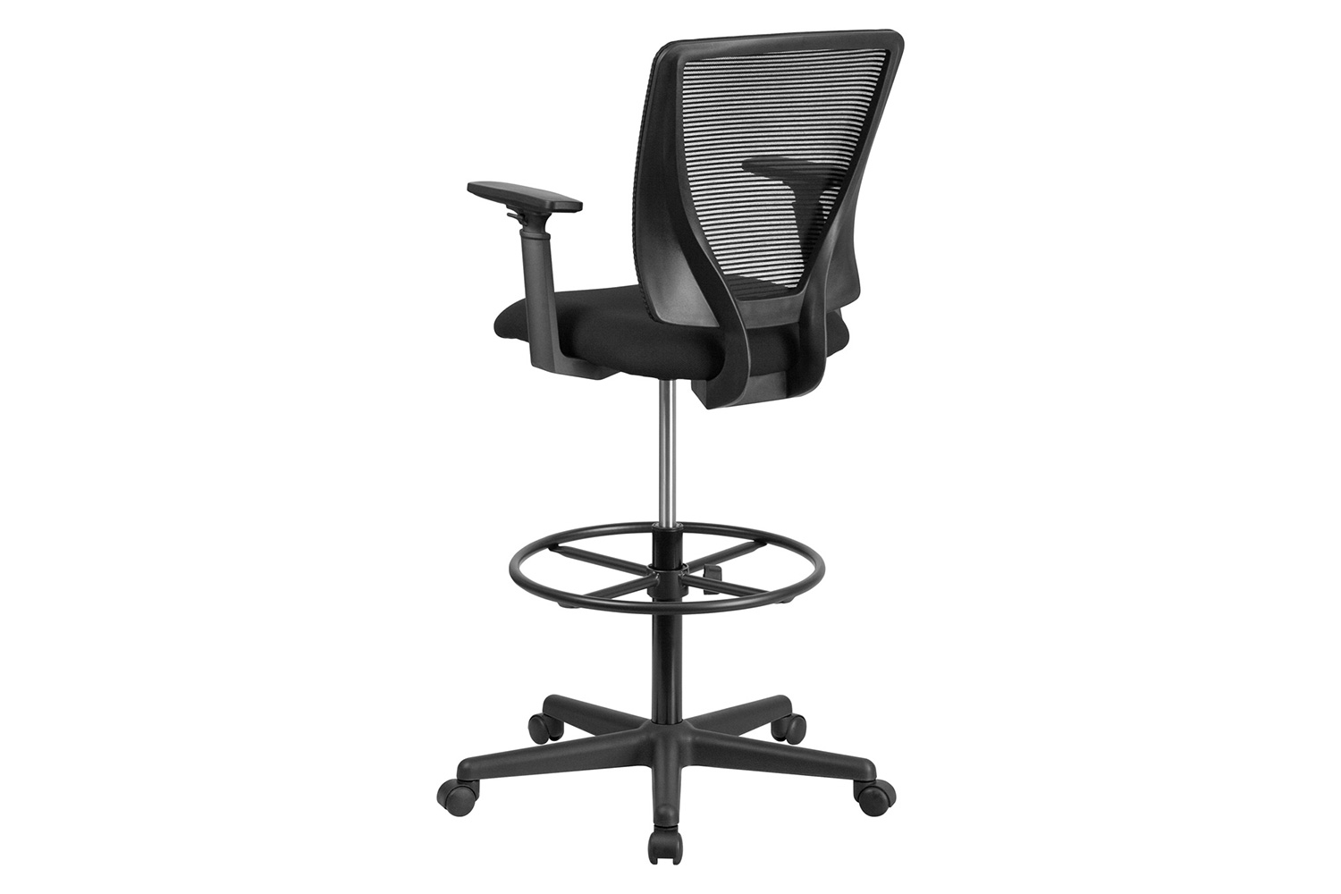 BLNK Harper Ergonomic Fabric Mid-Back Mesh Drafting Chair with Seat and Adjustable Foot Ring - with Adjustable Arms