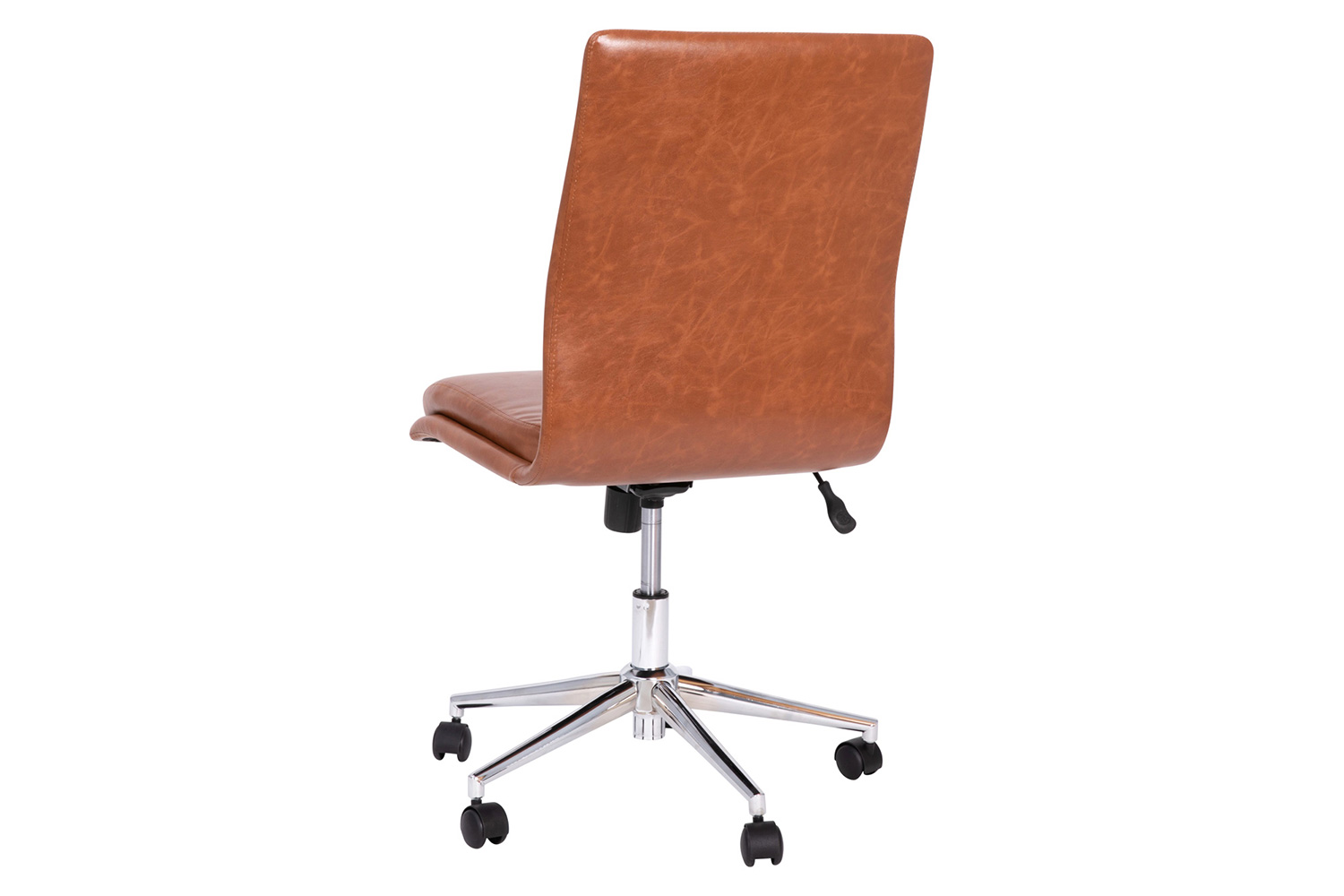 BLNK Madigan Mid-Back Armless Swivel Task Office Chair with and Adjustable Chrome Base - Cognac