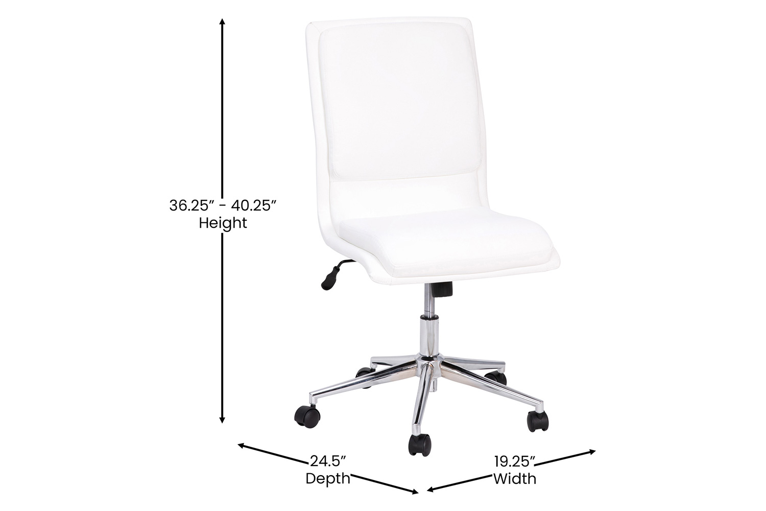 BLNK Madigan Mid-Back Armless Swivel Task Office Chair with and Adjustable Chrome Base - White