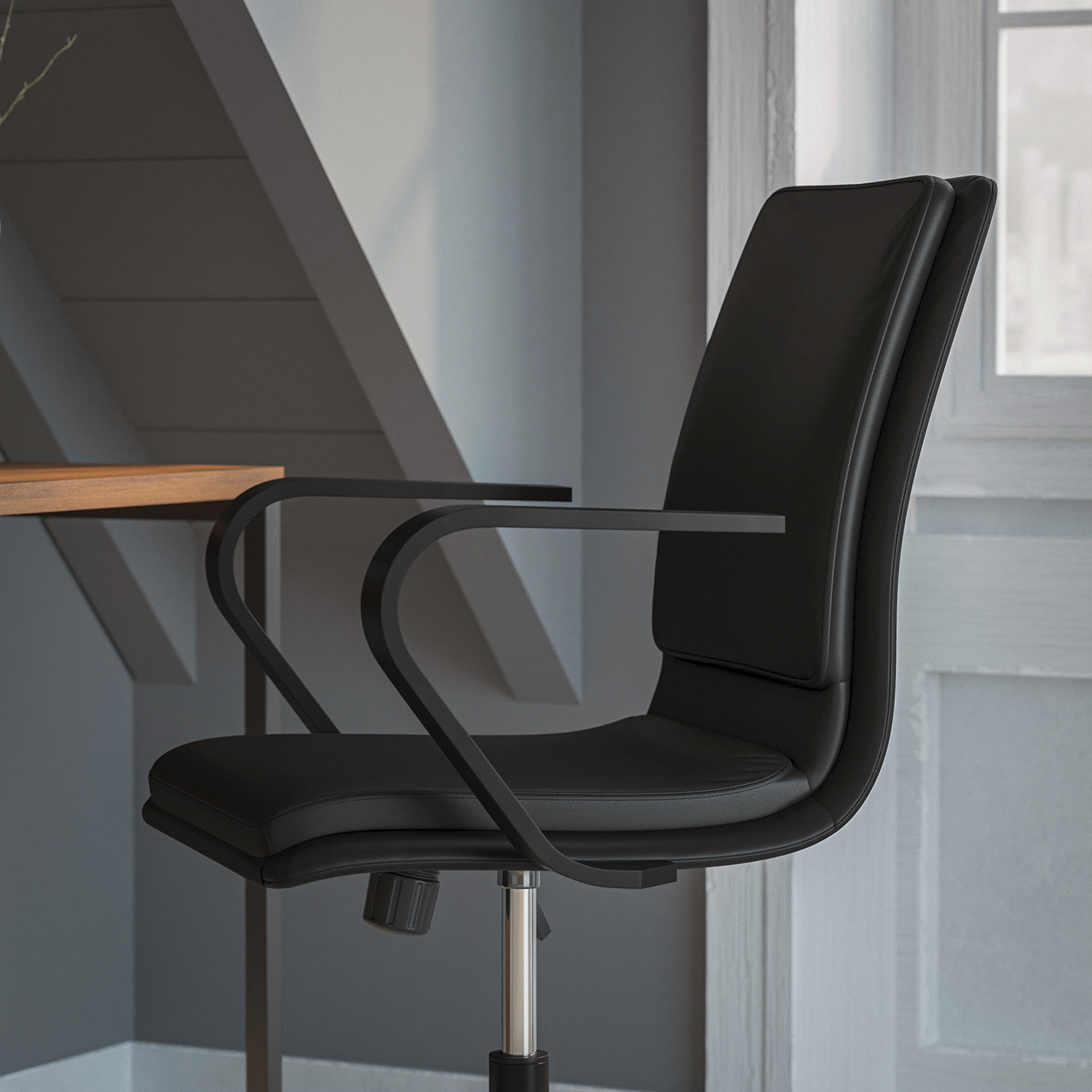 BLNK James Mid-Back Designer Executive Office Chair with Arms - Black Frame