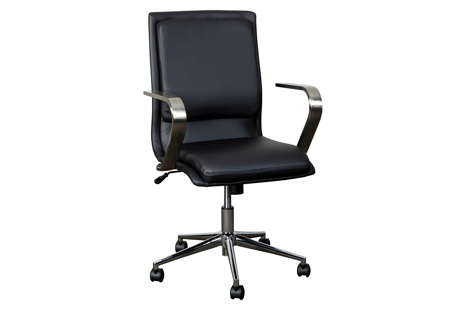 BLNK James Mid-Back Designer Executive Office Chair with Brushed Chrome Base and Arms - Black