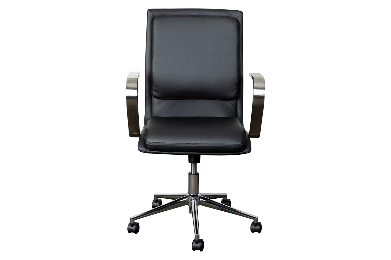 BLNK James Mid-Back Designer Executive Office Chair with Brushed Chrome Base and Arms - Black