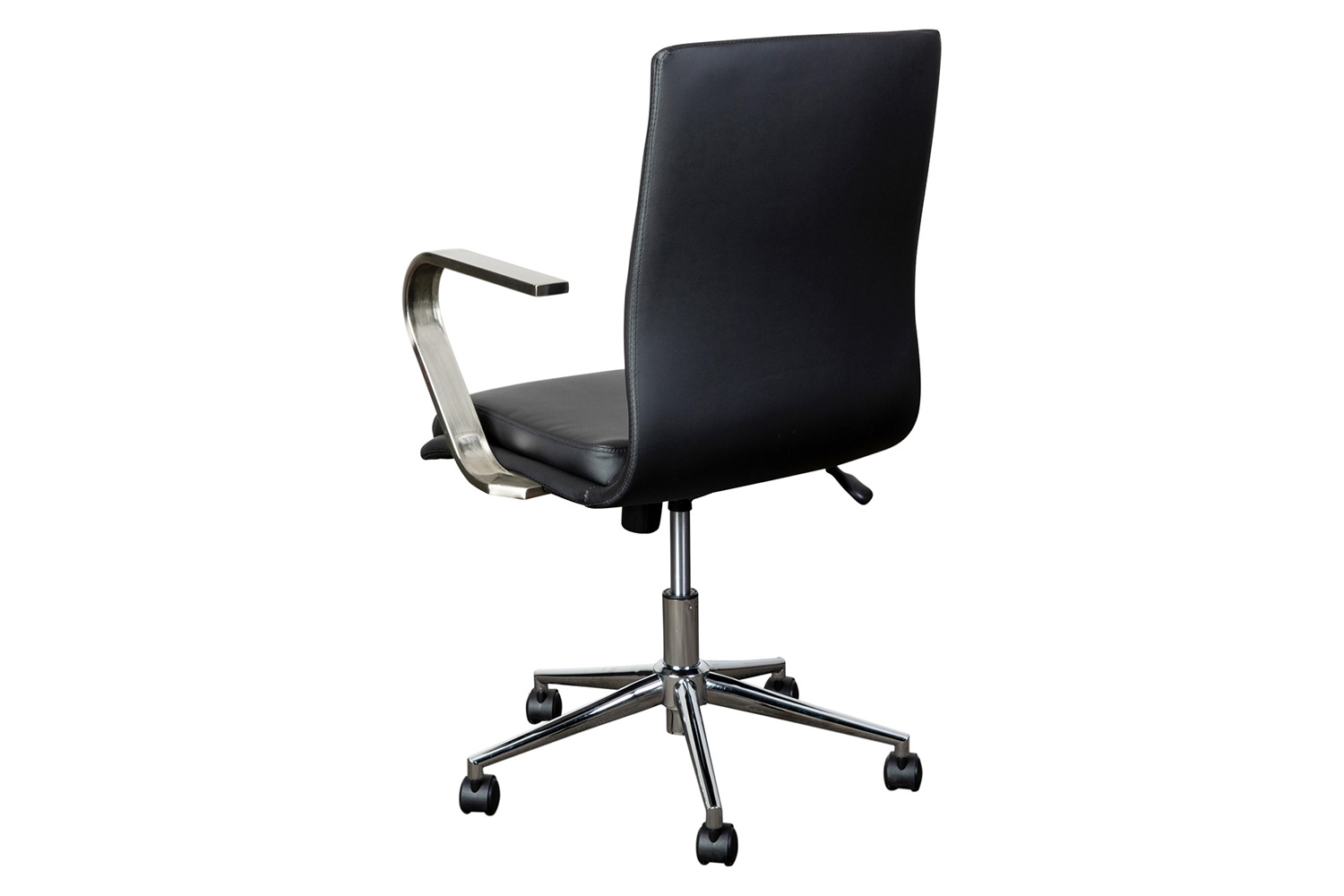 BLNK James Mid-Back Designer Executive Office Chair with Brushed Chrome Base and Arms - Black