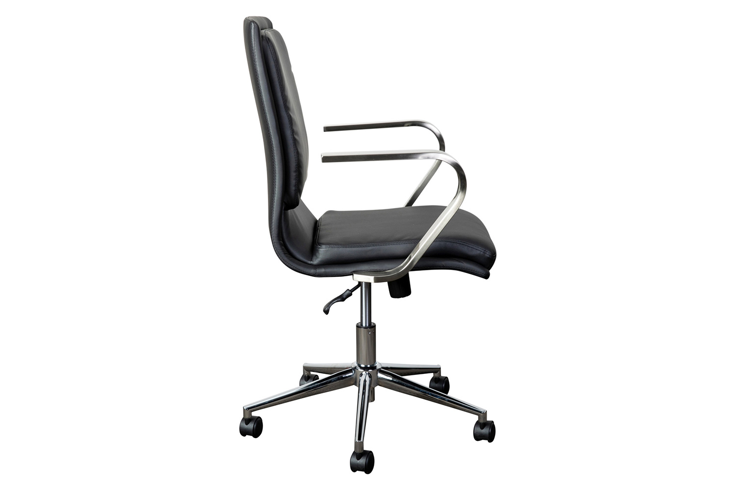 BLNK James Mid-Back Designer Executive Office Chair with Brushed Chrome Base and Arms - Black