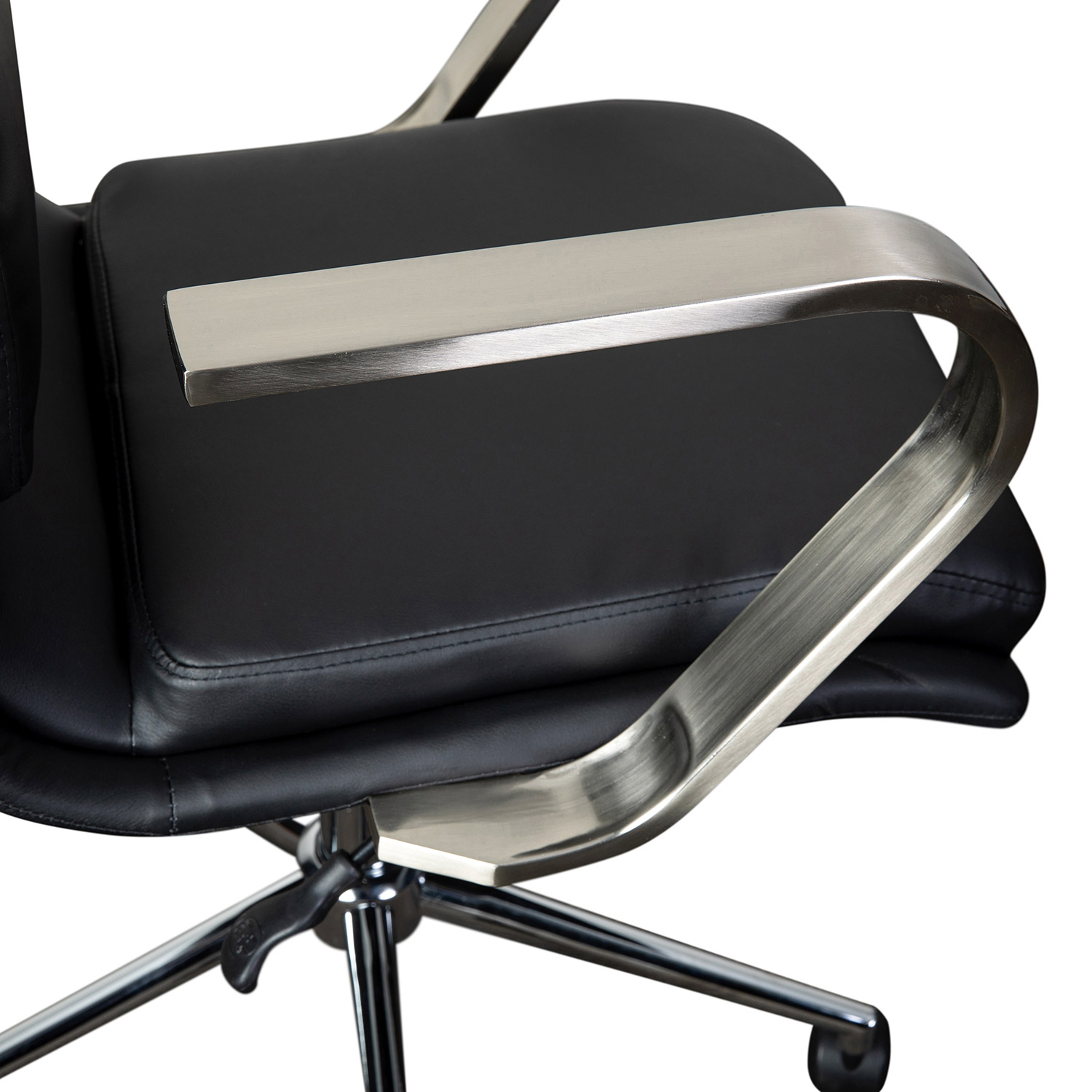 BLNK James Mid-Back Designer Executive Office Chair with Brushed Chrome Base and Arms - Black