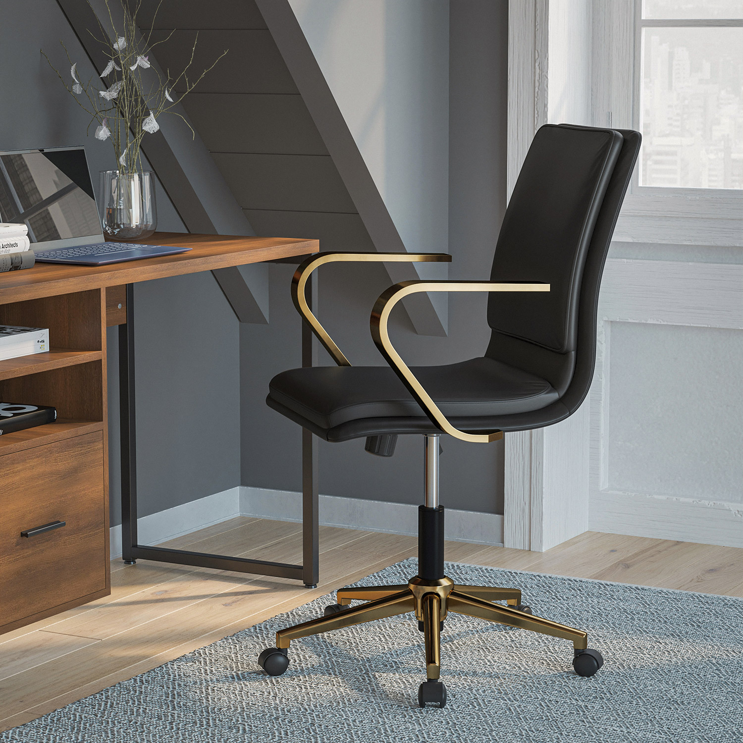 BLNK James Mid-Back Designer Executive Office Chair with Arms