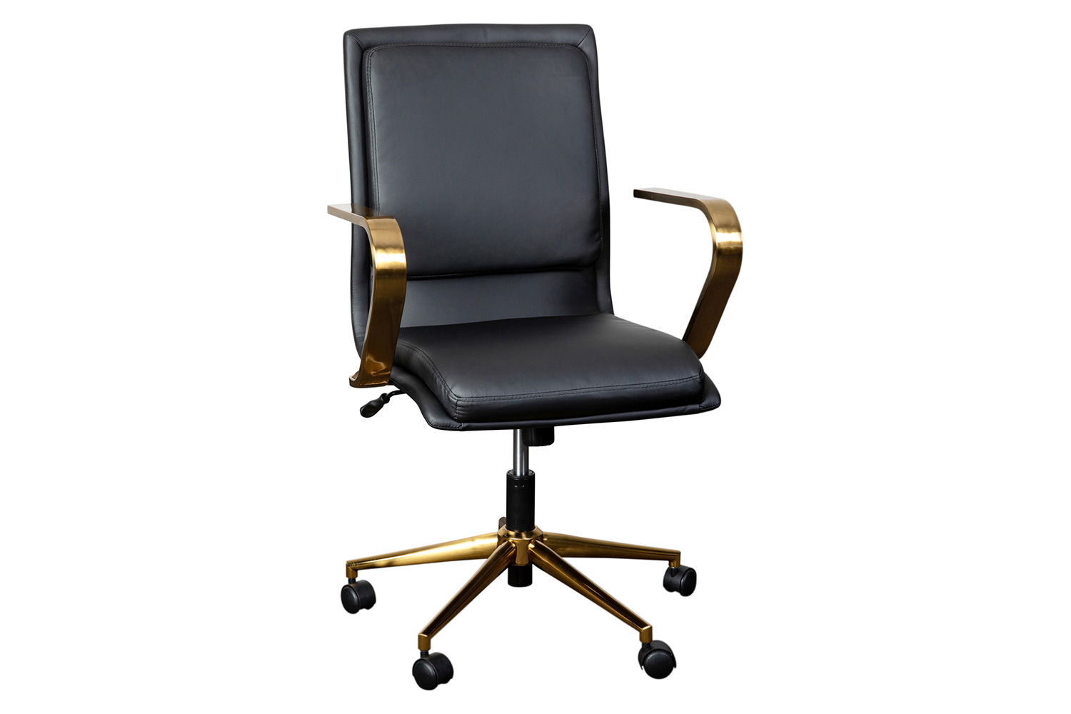 BLNK James Mid-Back Designer Executive Office Chair with Arms - Brushed Gold Frame