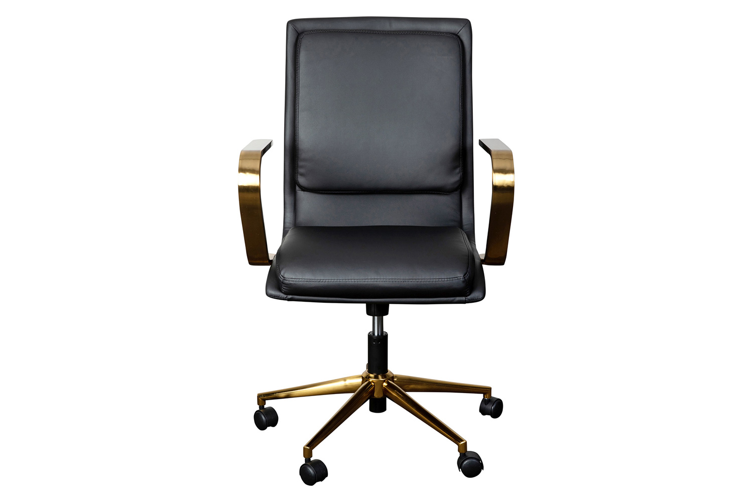 BLNK James Mid-Back Designer Executive Office Chair with Arms - Brushed Gold Frame