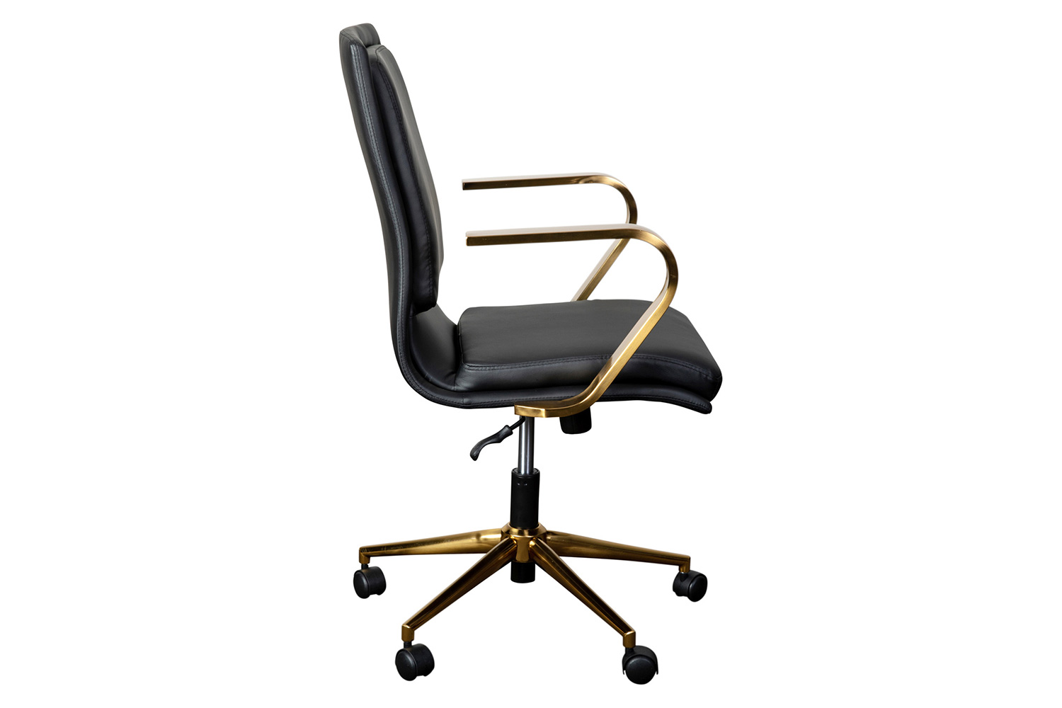 BLNK James Mid-Back Designer Executive Office Chair with Arms - Brushed Gold Frame