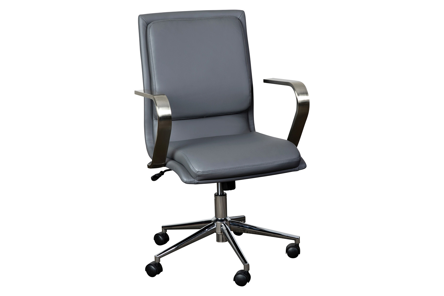 BLNK James Mid-Back Designer Executive Office Chair with Brushed Chrome Base and Arms - Gray