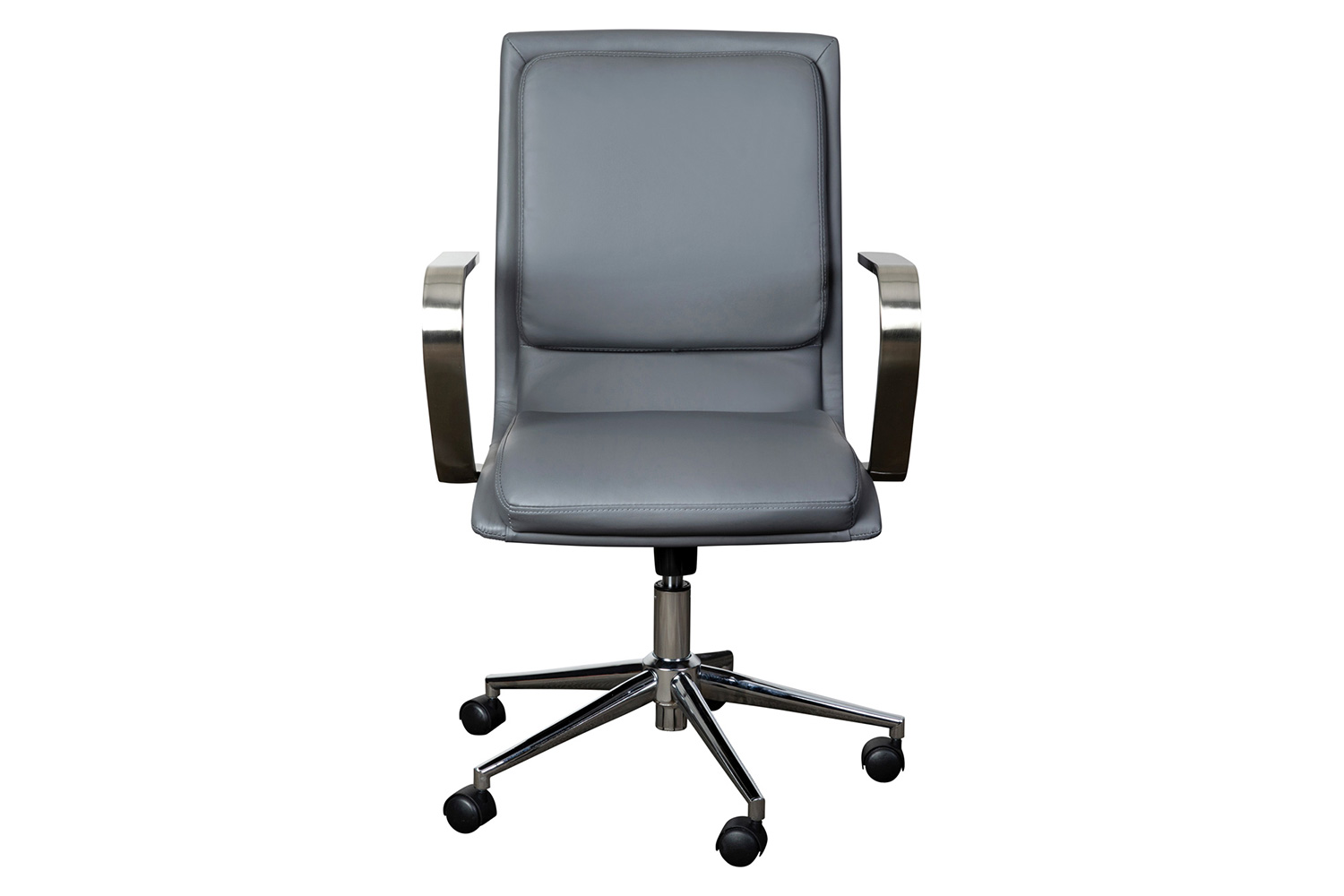 BLNK James Mid-Back Designer Executive Office Chair with Brushed Chrome Base and Arms - Gray