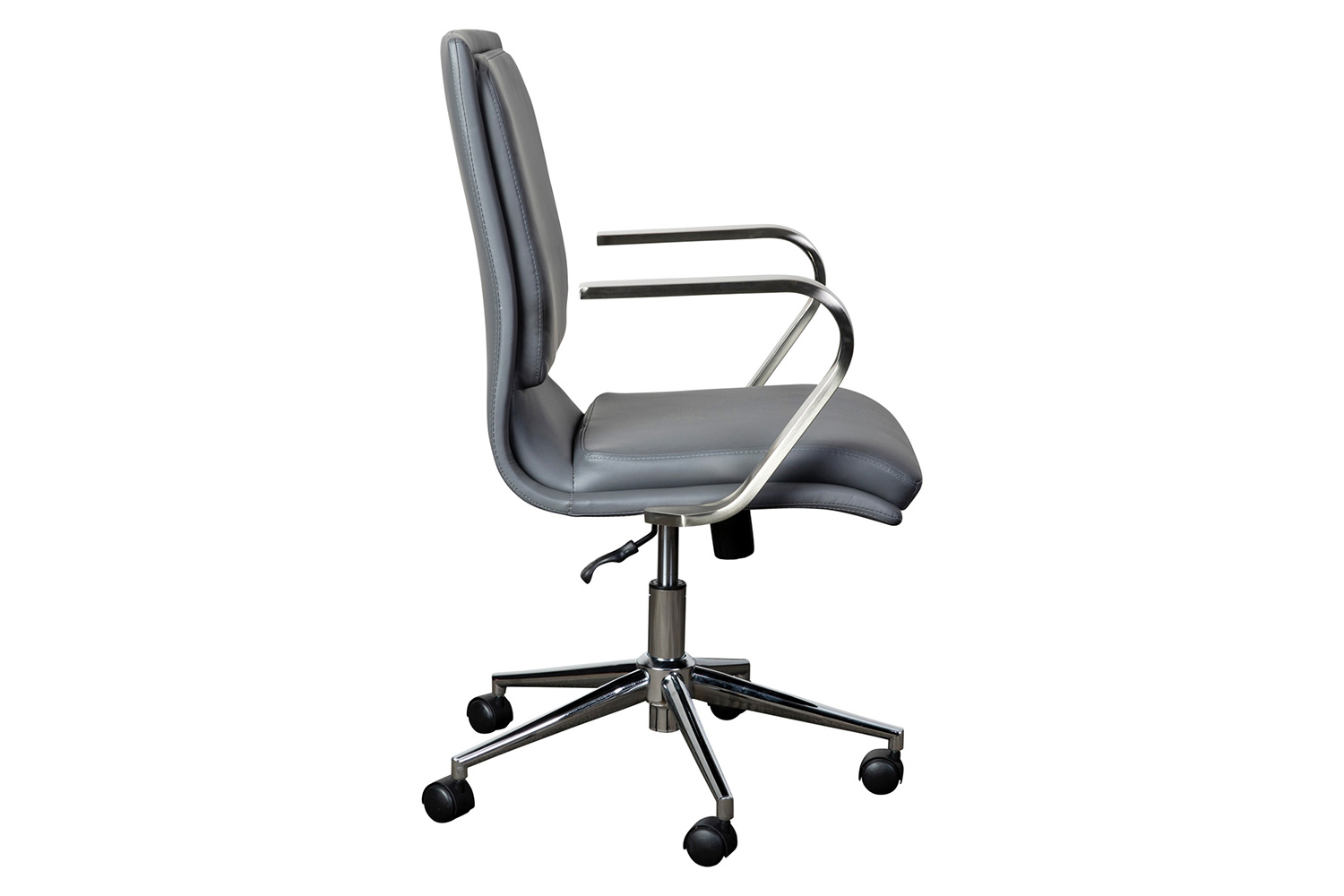 BLNK James Mid-Back Designer Executive Office Chair with Brushed Chrome Base and Arms - Gray