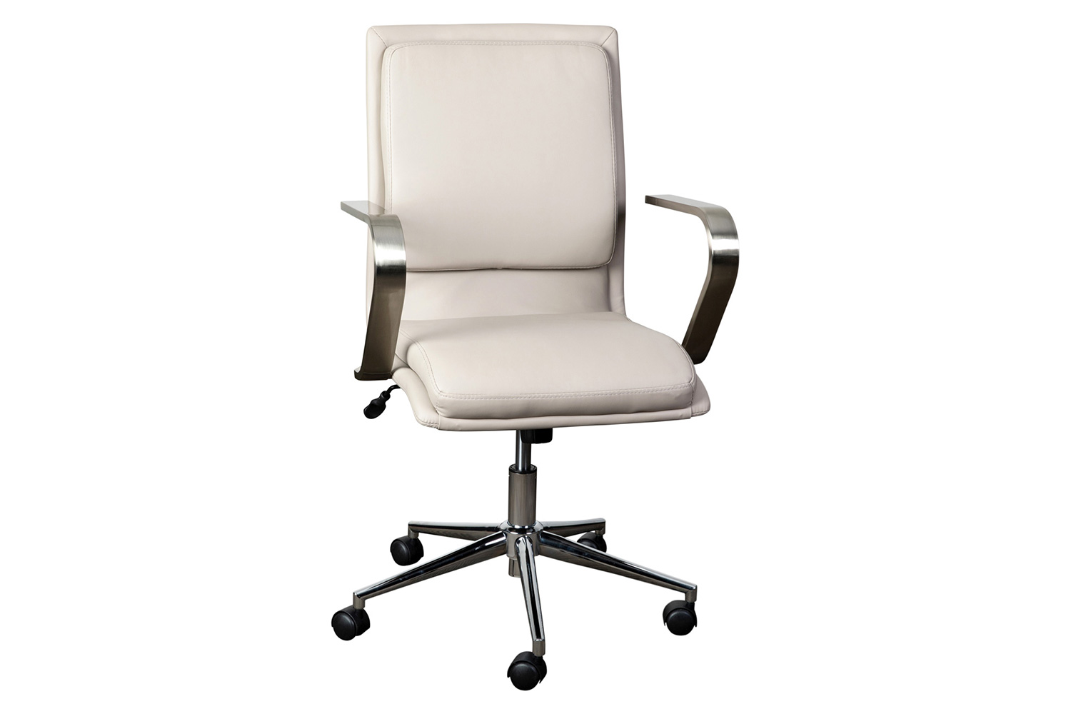 BLNK James Mid-Back Designer Executive Office Chair with Brushed Chrome Base and Arms - Taupe