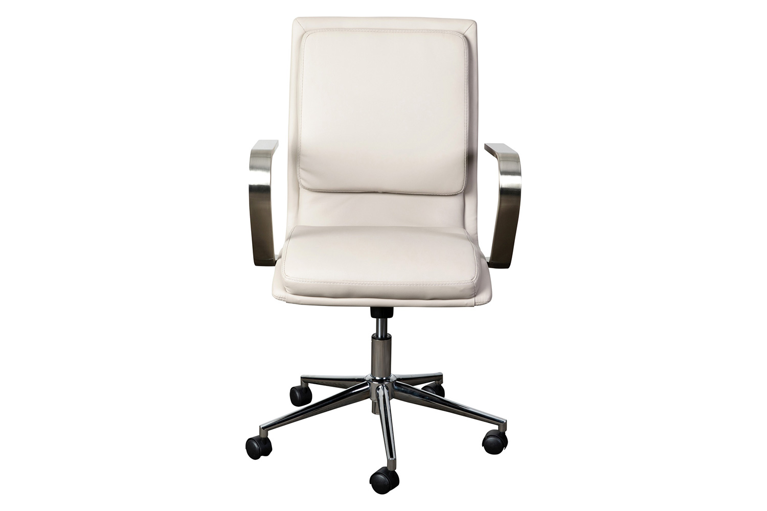 BLNK James Mid-Back Designer Executive Office Chair with Brushed Chrome Base and Arms - Taupe