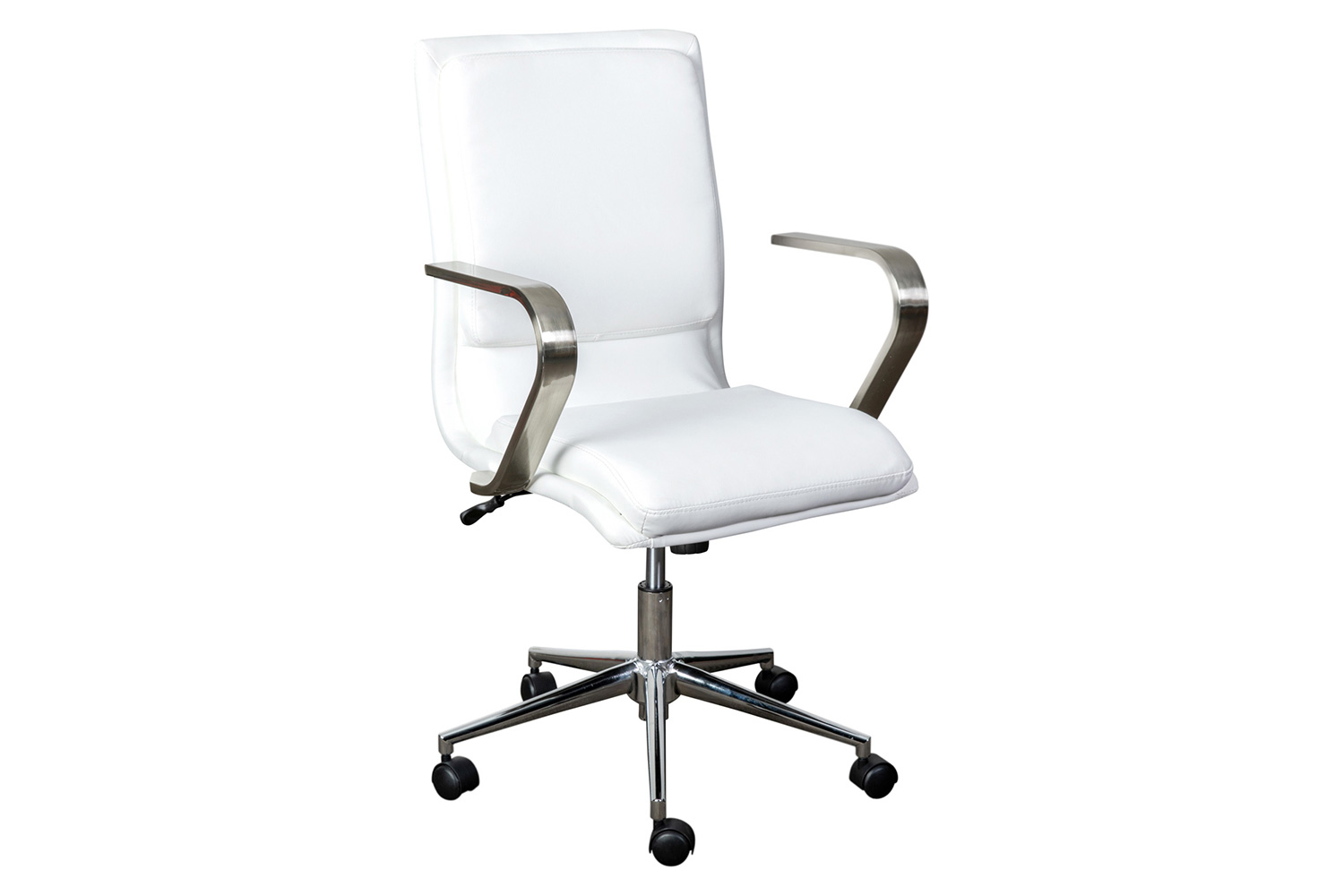 BLNK James Mid-Back Designer Executive Office Chair with Brushed Chrome Base and Arms - White