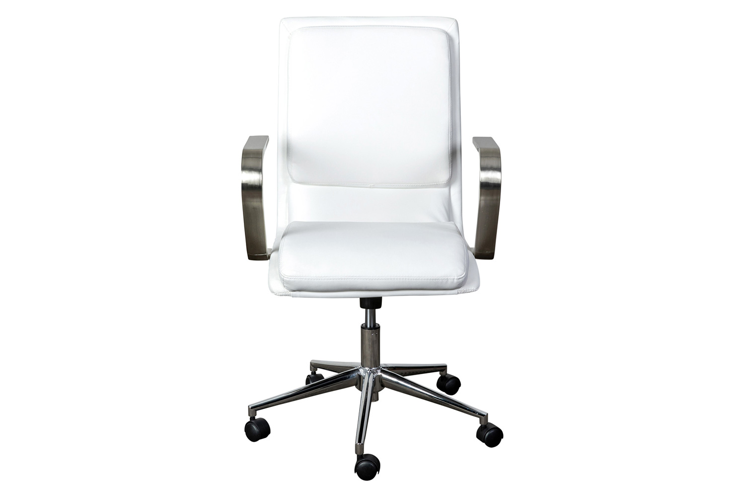 BLNK James Mid-Back Designer Executive Office Chair with Brushed Chrome Base and Arms - White