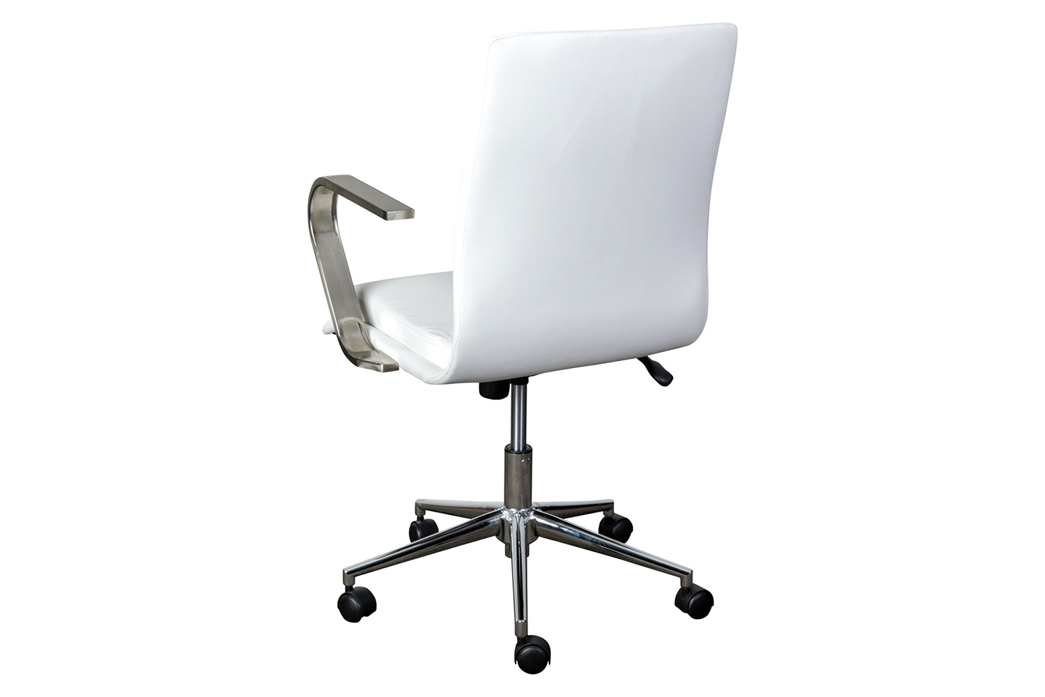 BLNK James Mid-Back Designer Executive Office Chair with Brushed Chrome Base and Arms - White