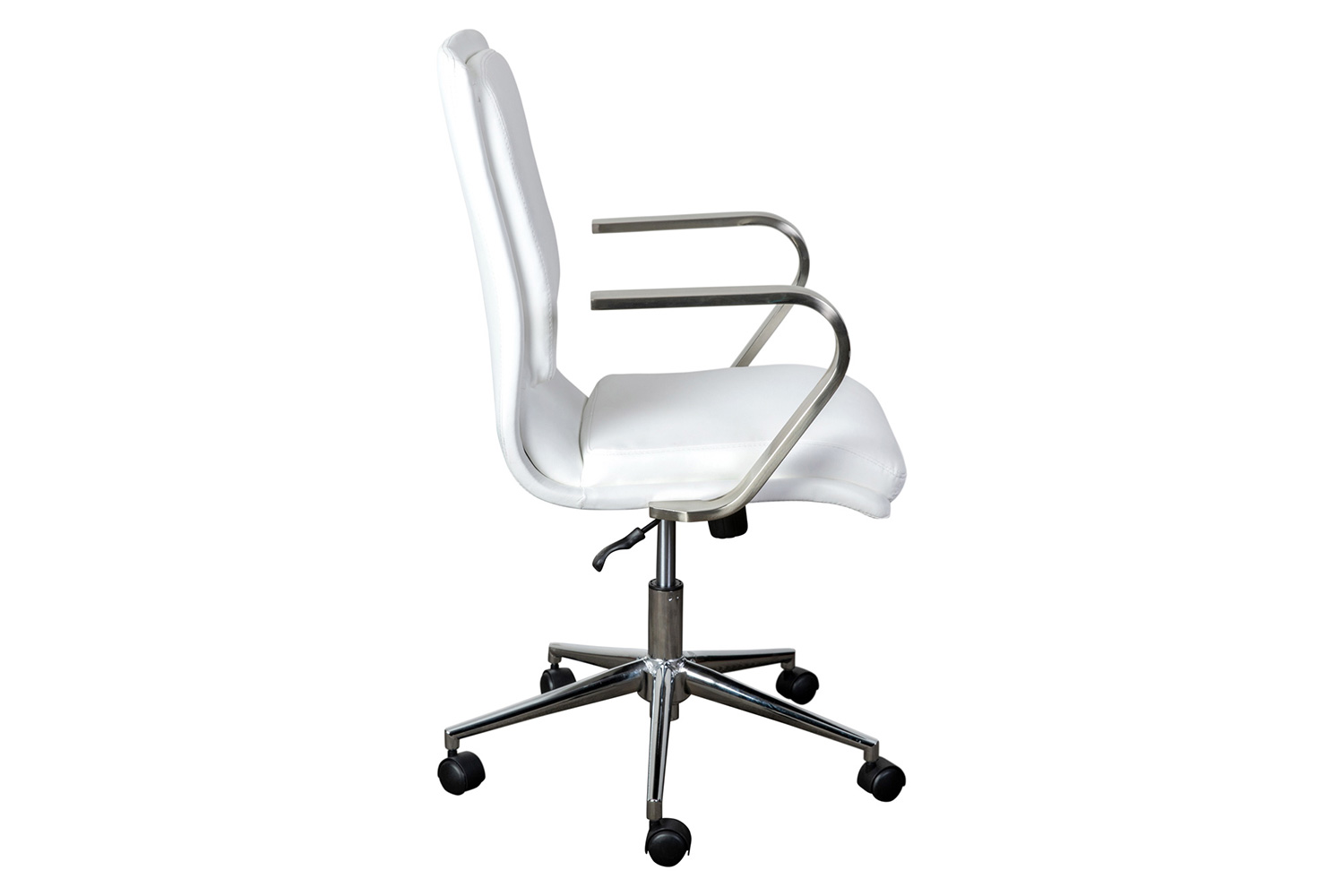 BLNK James Mid-Back Designer Executive Office Chair with Brushed Chrome Base and Arms - White