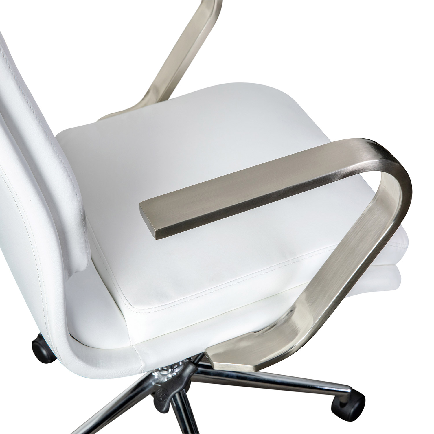 BLNK James Mid-Back Designer Executive Office Chair with Brushed Chrome Base and Arms - White