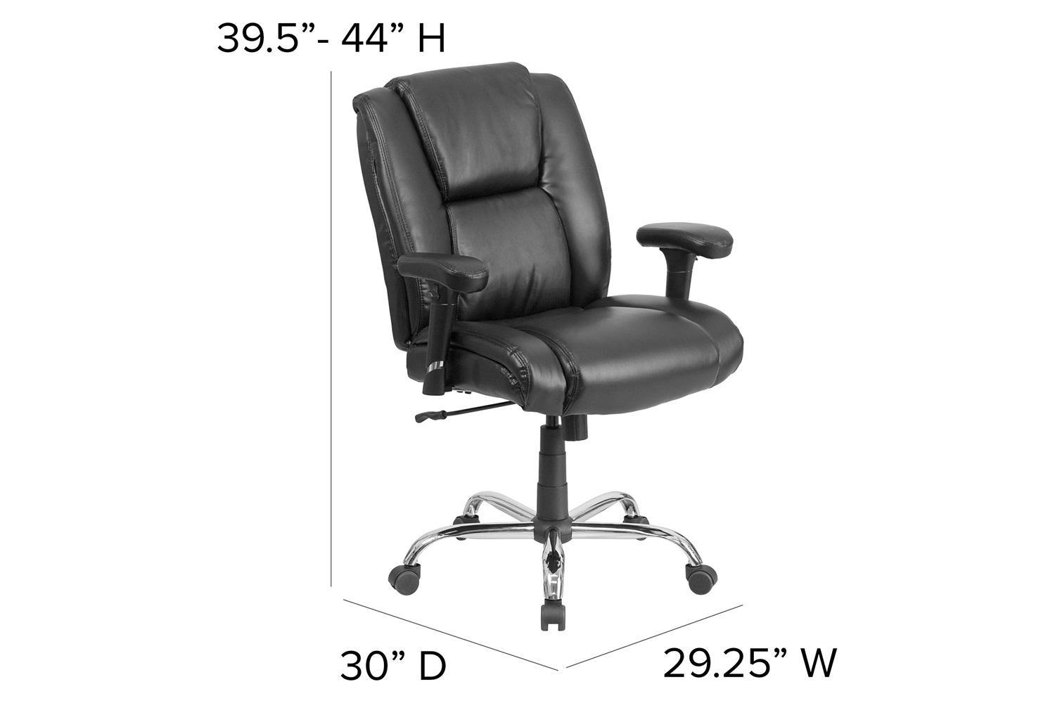 BLNK - HERCULES Series LeatherSoft Ergonomic Task Office Chair with Chrome Base and Adjustable Arms