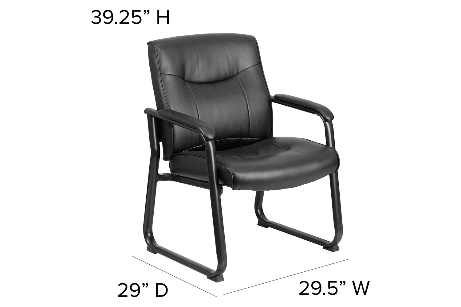 BLNK - HERCULES Series LeatherSoft Executive Side Reception Chair with Sled Base