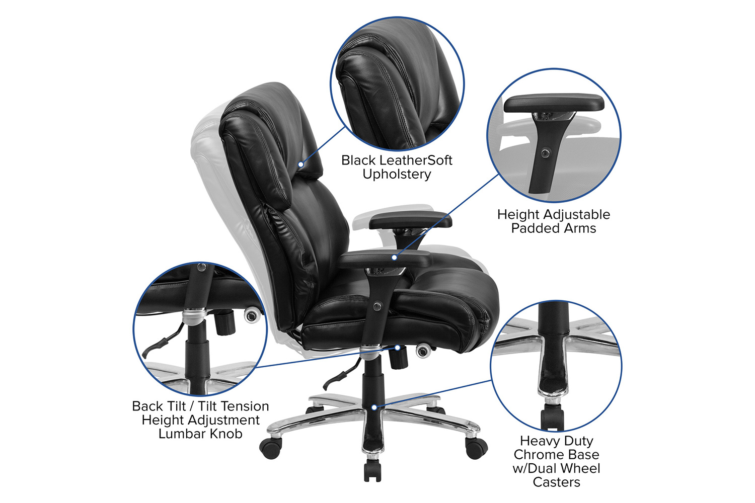 BLNK - HERCULES Series LeatherSoft Executive Lumbar Ergonomic Office Chair