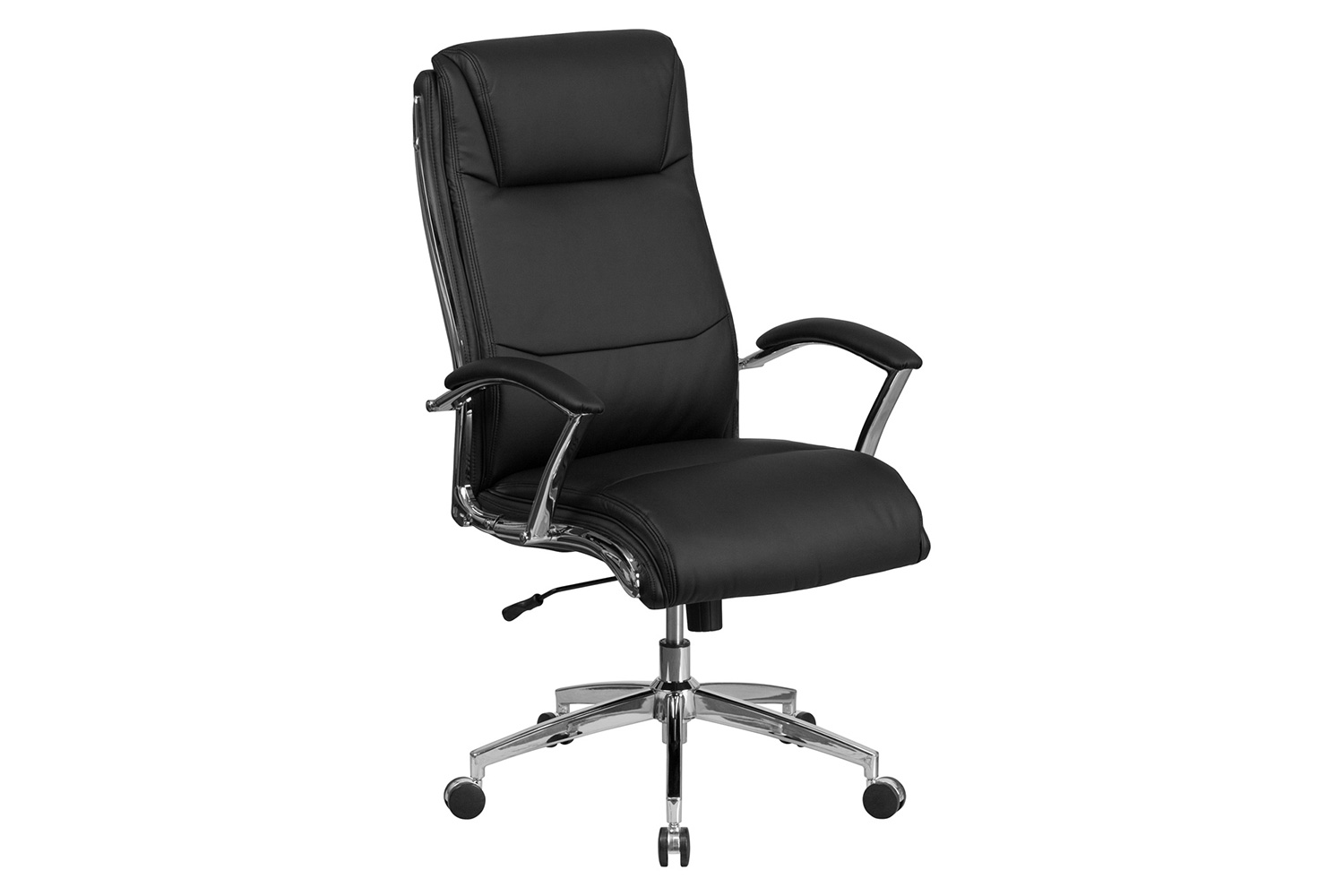 BLNK Rebecca LeatherSoft High-Back Designer Smooth Upholstered Executive Swivel Office Chair with Chrome Base and Arms