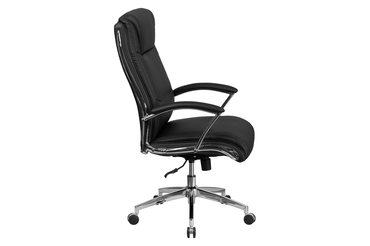 BLNK Rebecca LeatherSoft High-Back Designer Smooth Upholstered Executive Swivel Office Chair with Chrome Base and Arms - Black