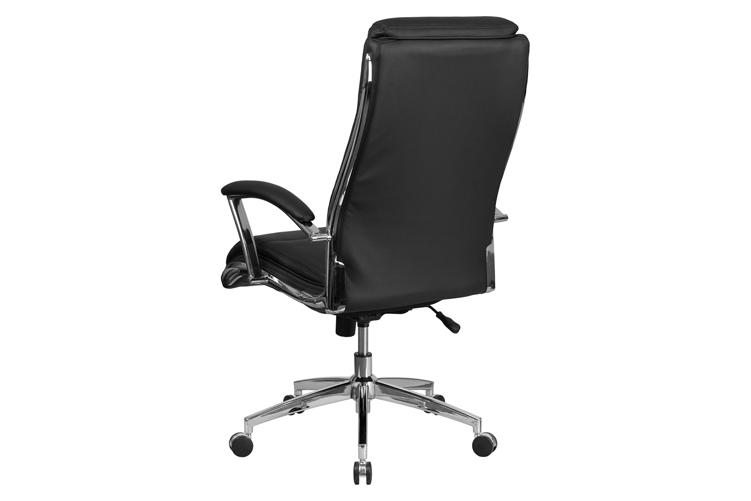 BLNK Rebecca LeatherSoft High-Back Designer Smooth Upholstered Executive Swivel Office Chair with Chrome Base and Arms - Black