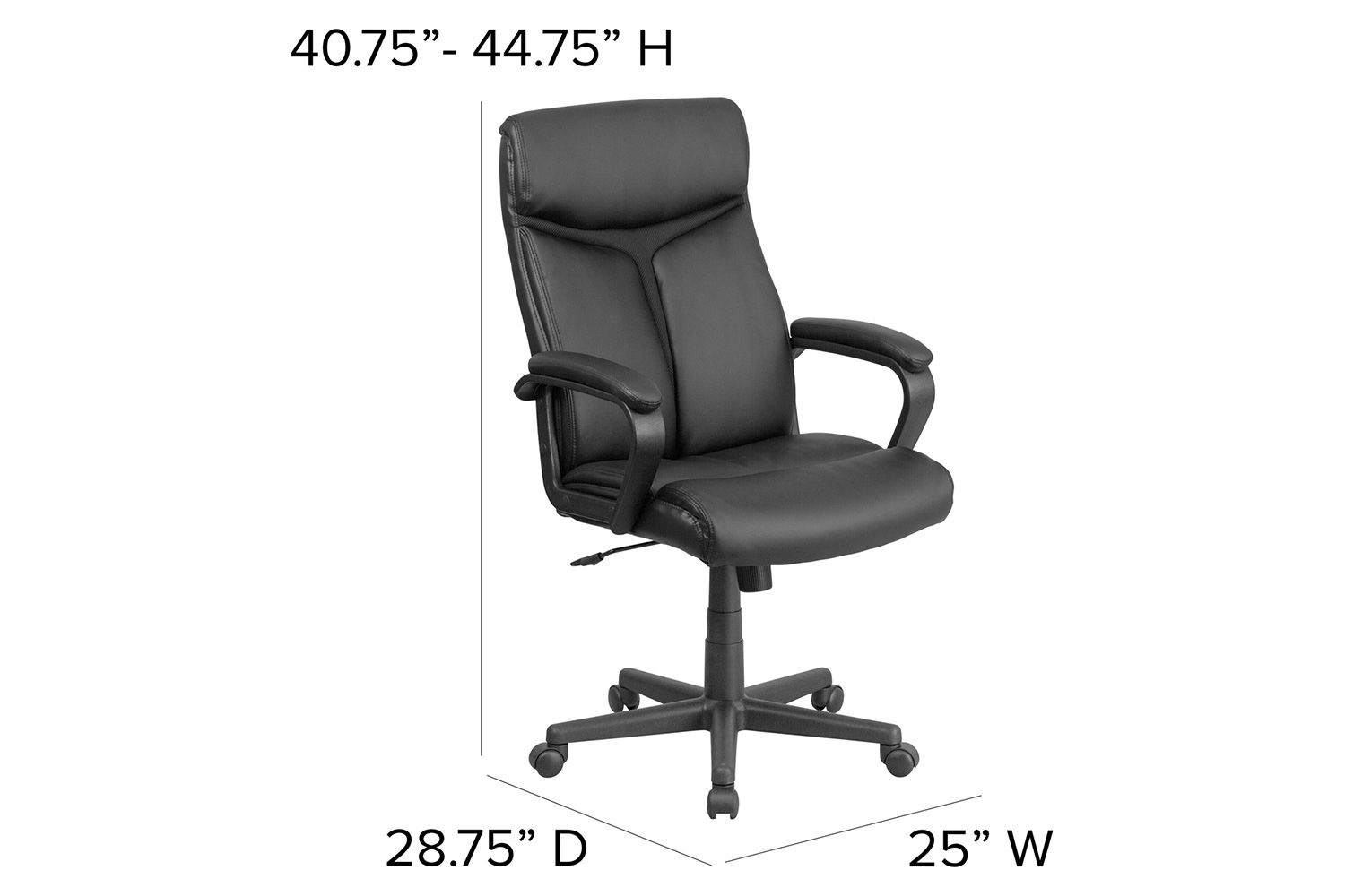 BLNK - Raya LeatherSoft High-Back Executive Swivel Office Chair with Slight Mesh Accent and Arms