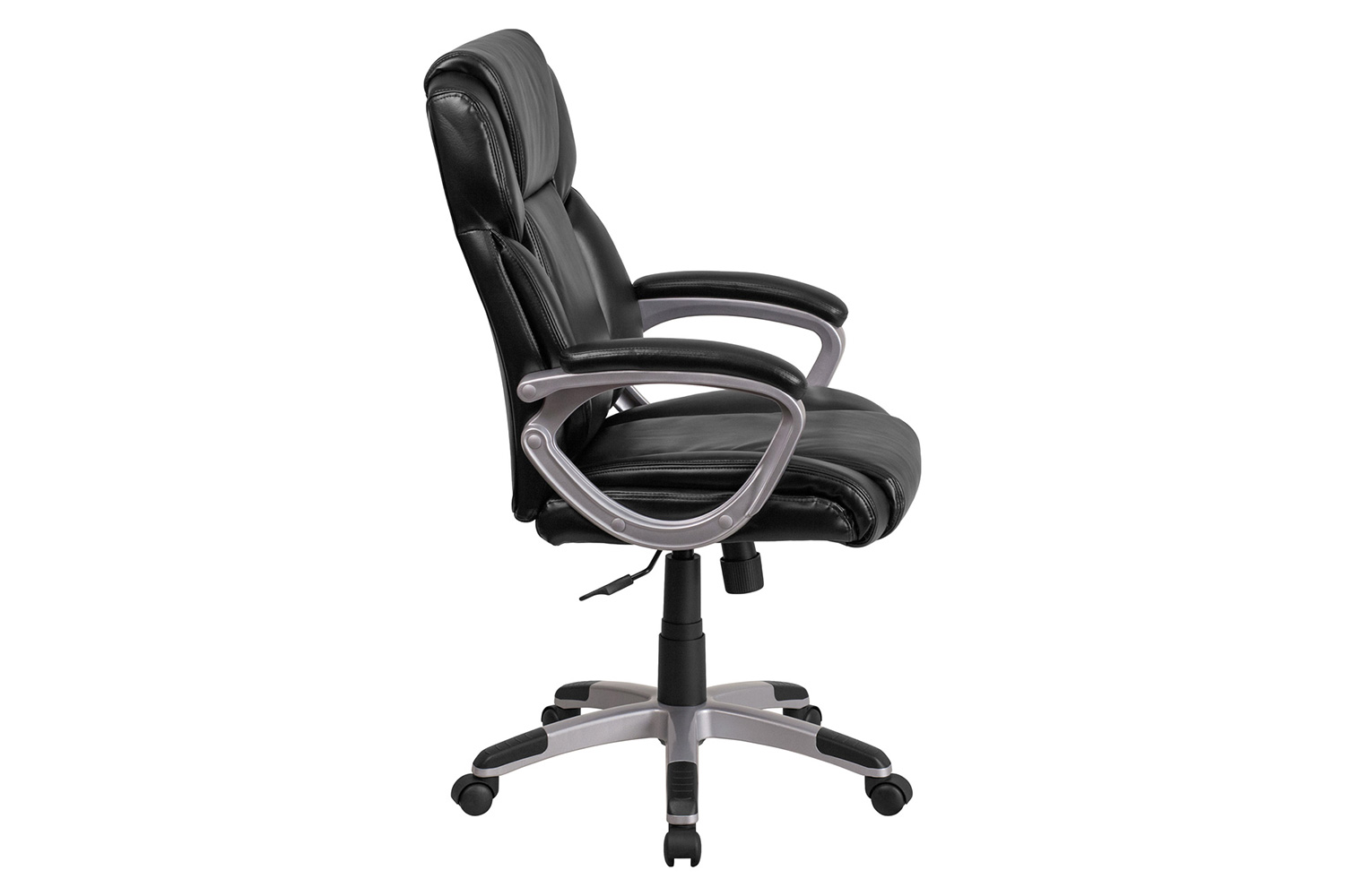 BLNK Carolyn LeatherSoft Mid-Back Executive Swivel Office Chair with Padded Arms - Black