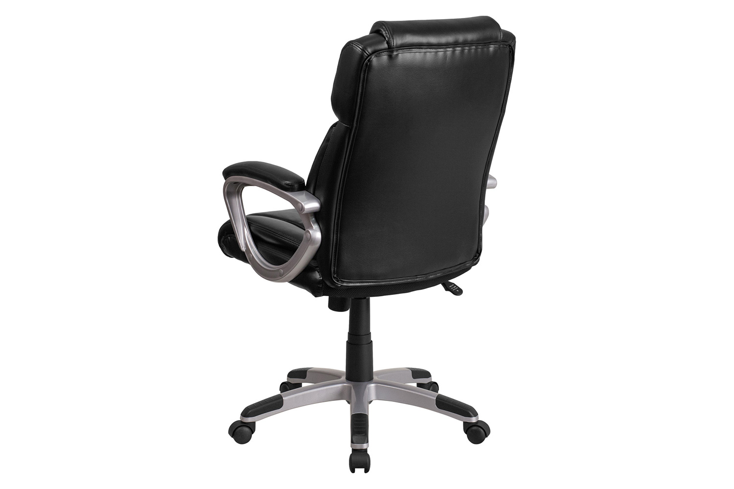 BLNK Carolyn LeatherSoft Mid-Back Executive Swivel Office Chair with Padded Arms - Black