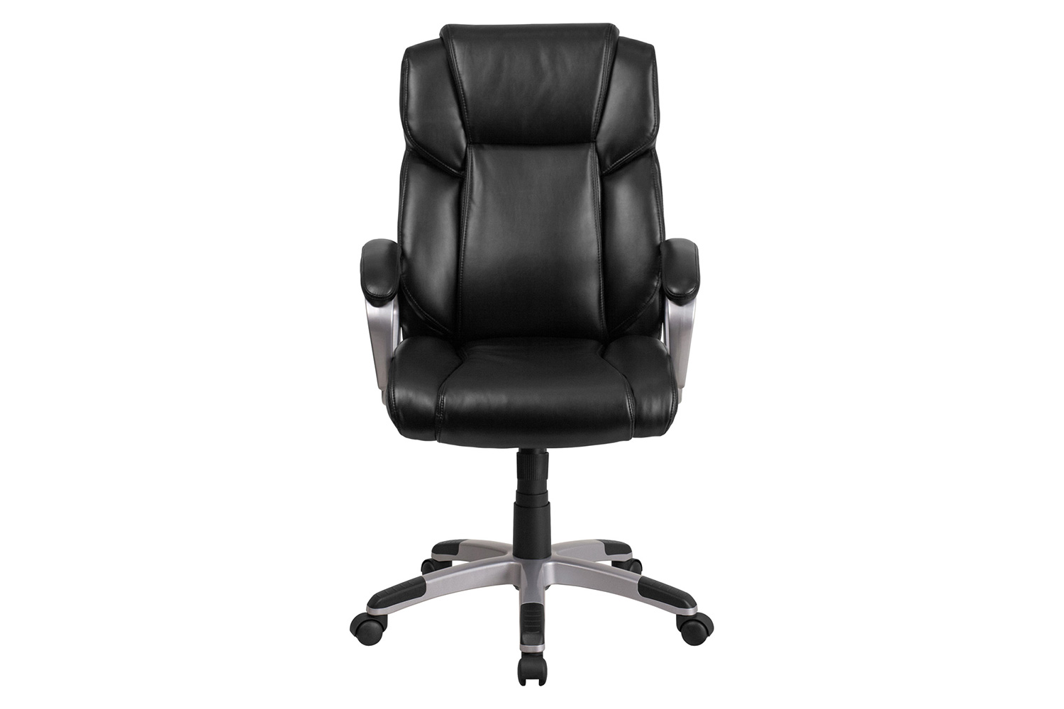 BLNK Carolyn LeatherSoft Mid-Back Executive Swivel Office Chair with Padded Arms - Black