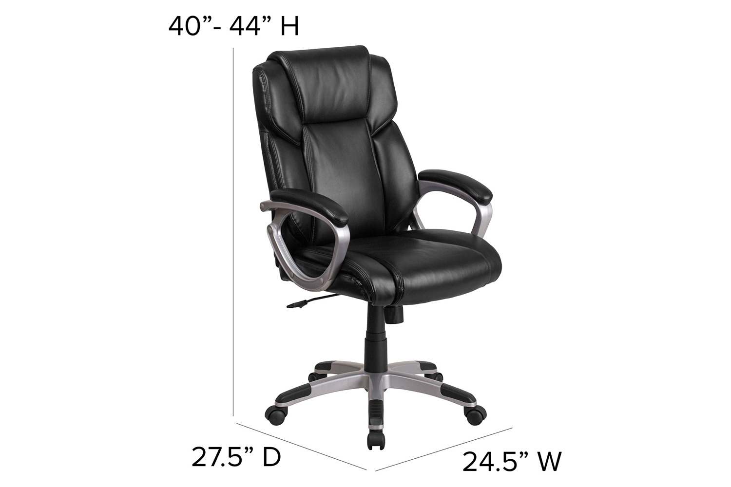 BLNK Carolyn LeatherSoft Mid-Back Executive Swivel Office Chair with Padded Arms - Black