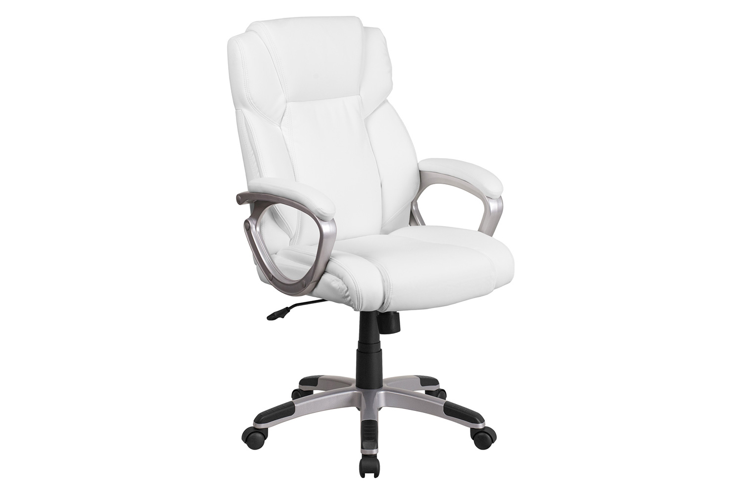 BLNK Carolyn LeatherSoft Mid-Back Executive Swivel Office Chair with Padded Arms - White