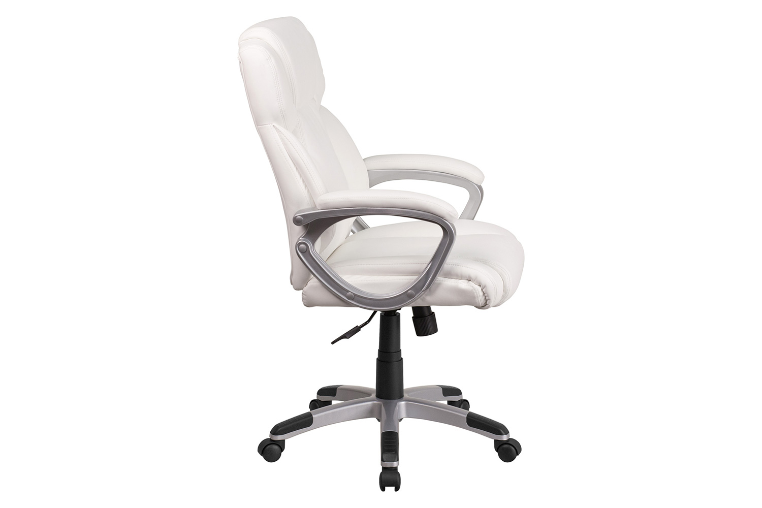 BLNK Carolyn LeatherSoft Mid-Back Executive Swivel Office Chair with Padded Arms - White