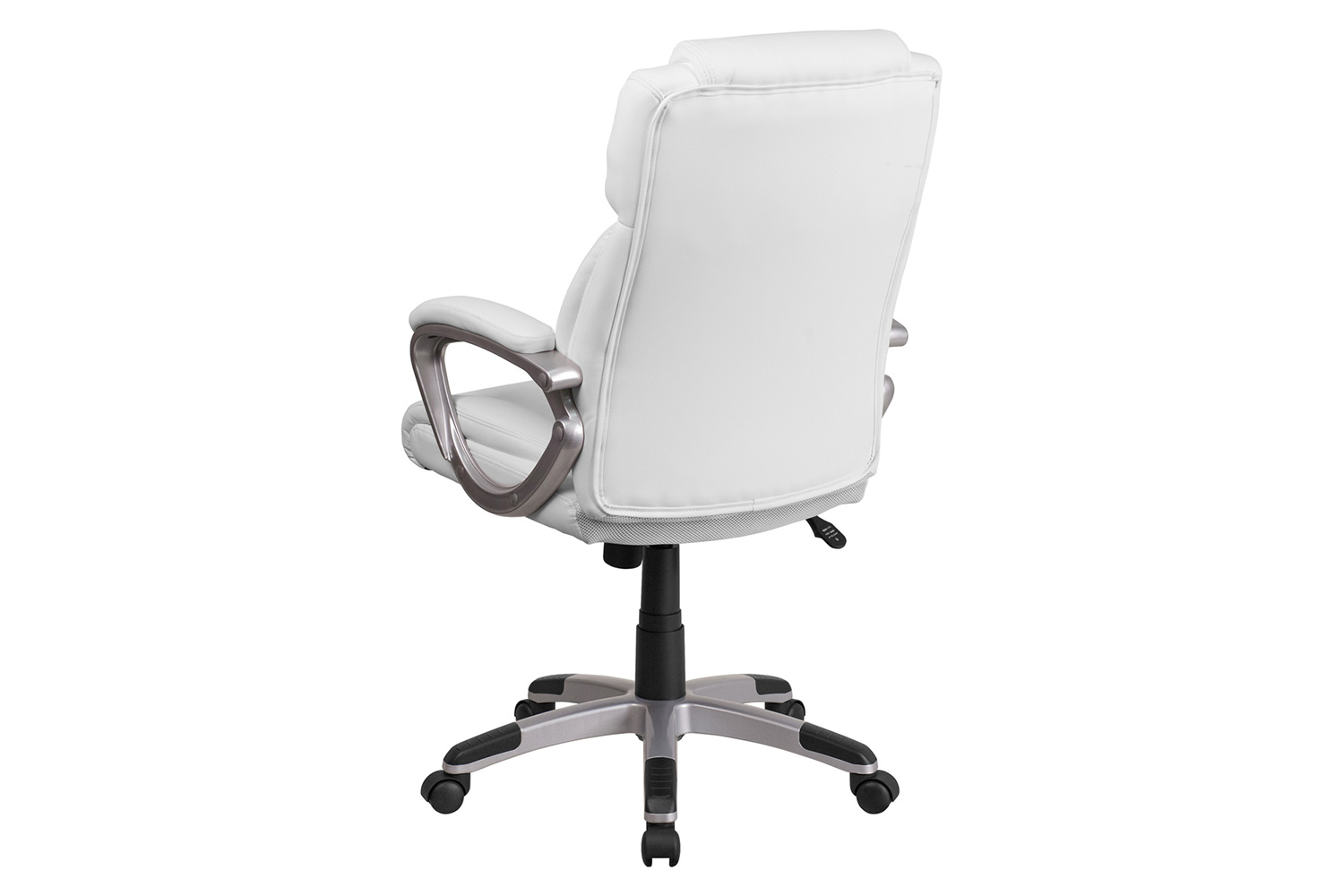 BLNK Carolyn LeatherSoft Mid-Back Executive Swivel Office Chair with Padded Arms - White