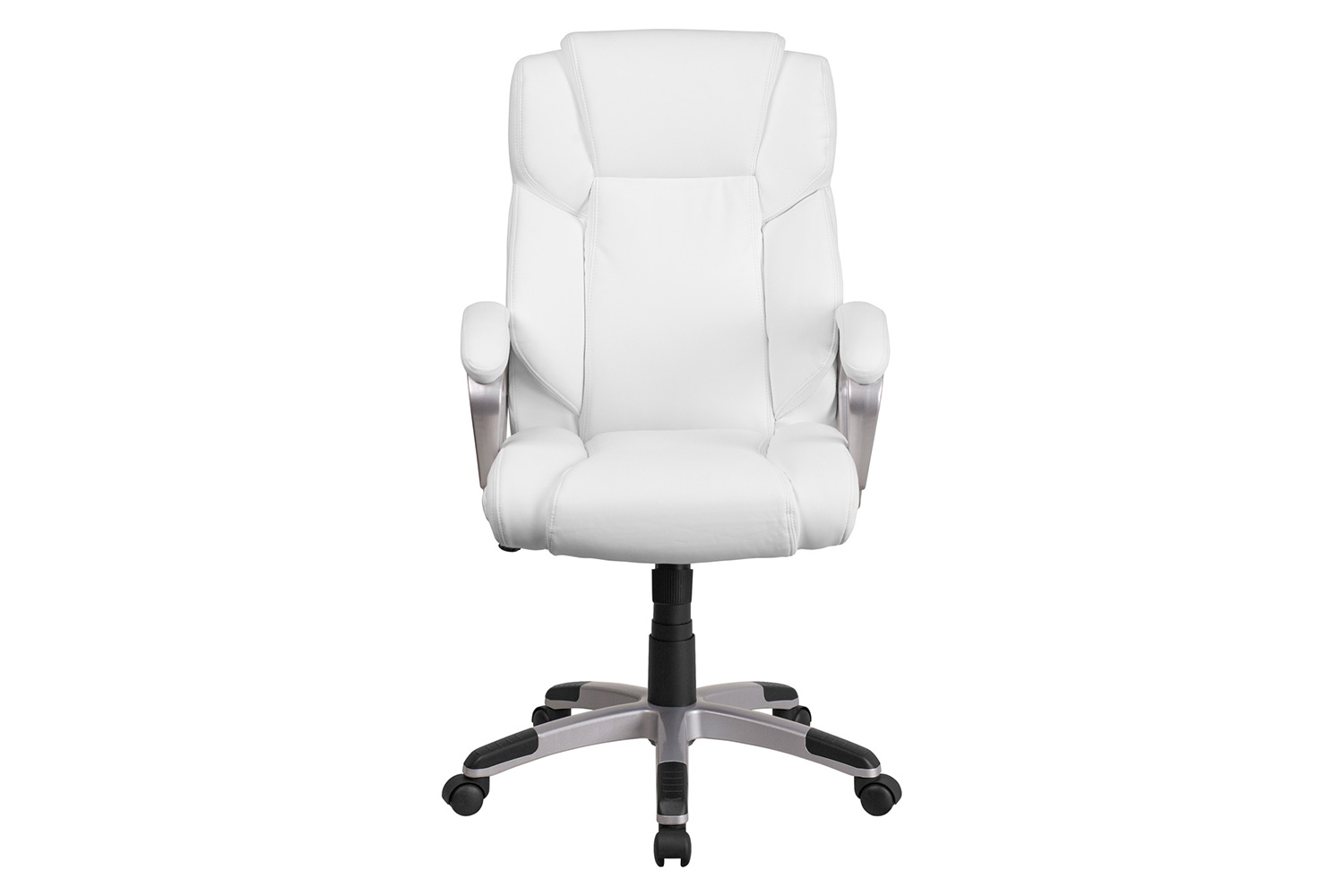 BLNK Carolyn LeatherSoft Mid-Back Executive Swivel Office Chair with Padded Arms - White