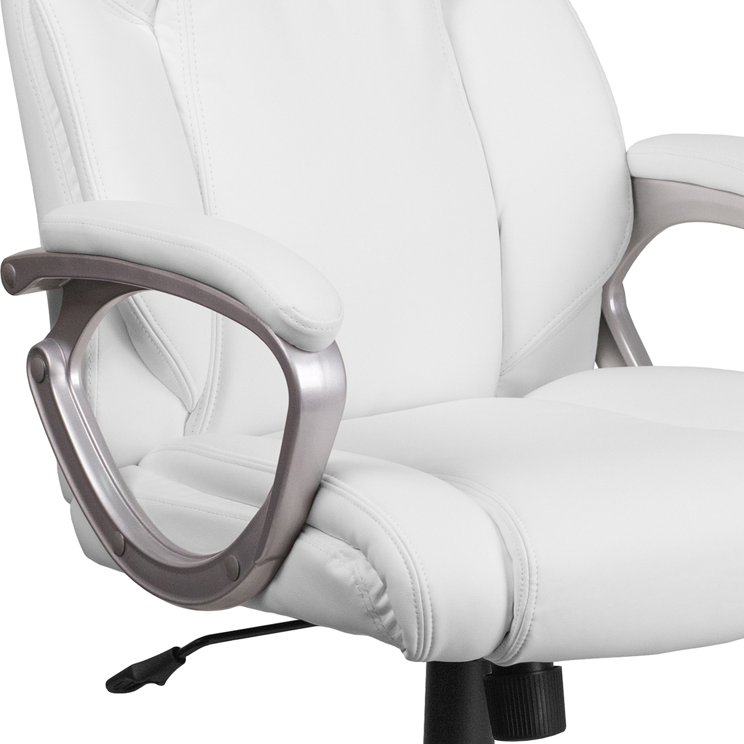 BLNK Carolyn LeatherSoft Mid-Back Executive Swivel Office Chair with Padded Arms - White