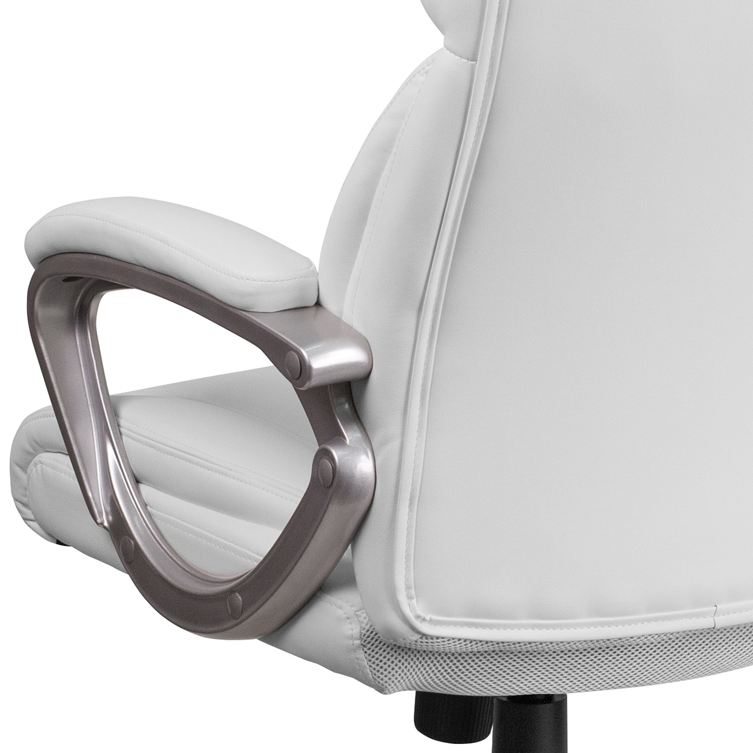 BLNK Carolyn LeatherSoft Mid-Back Executive Swivel Office Chair with Padded Arms - White