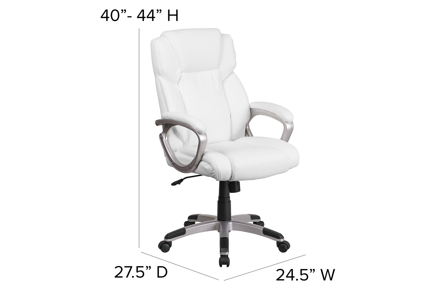 BLNK Carolyn LeatherSoft Mid-Back Executive Swivel Office Chair with Padded Arms - White