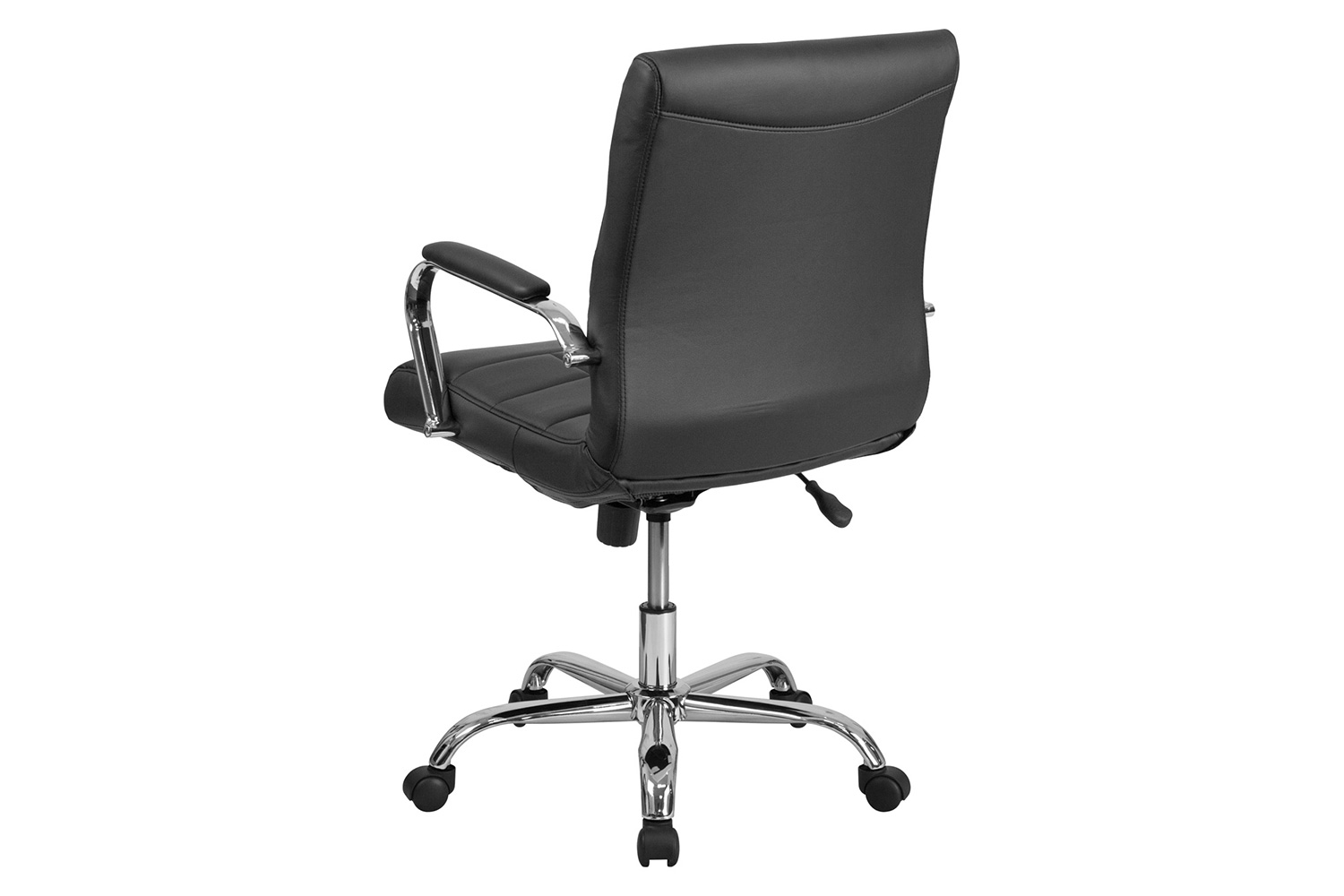 BLNK Vivian Vinyl Mid-Back Executive Swivel Office Chair with Chrome Base and Arms - Black