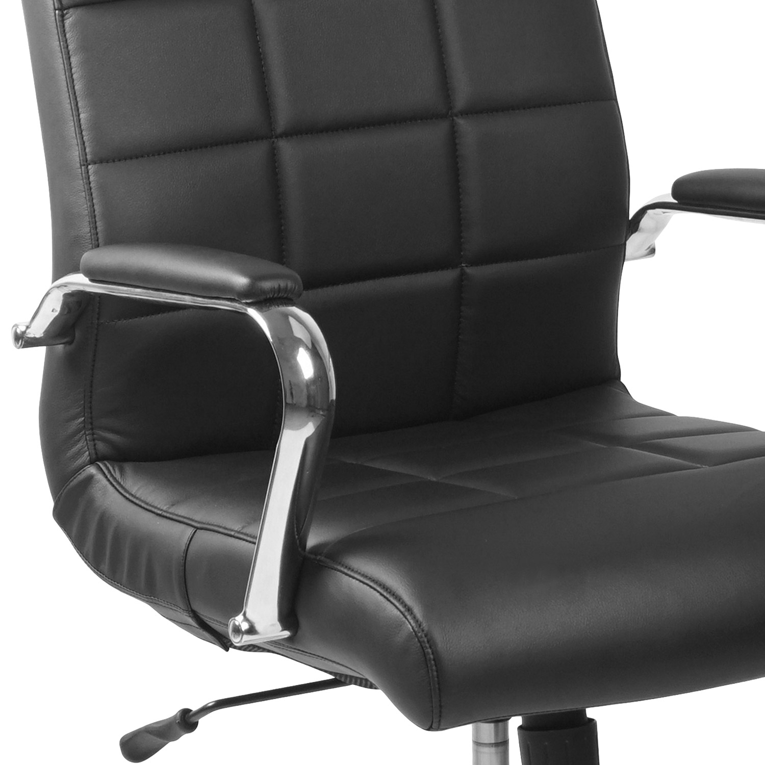 BLNK Vivian Vinyl Mid-Back Executive Swivel Office Chair with Chrome Base and Arms - Black