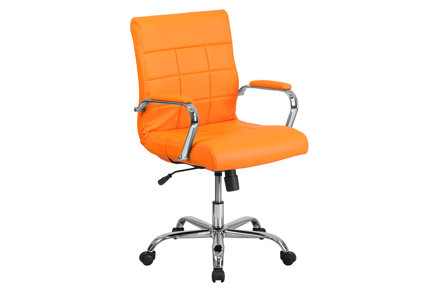 BLNK Vivian Vinyl Mid-Back Executive Swivel Office Chair with Chrome Base and Arms