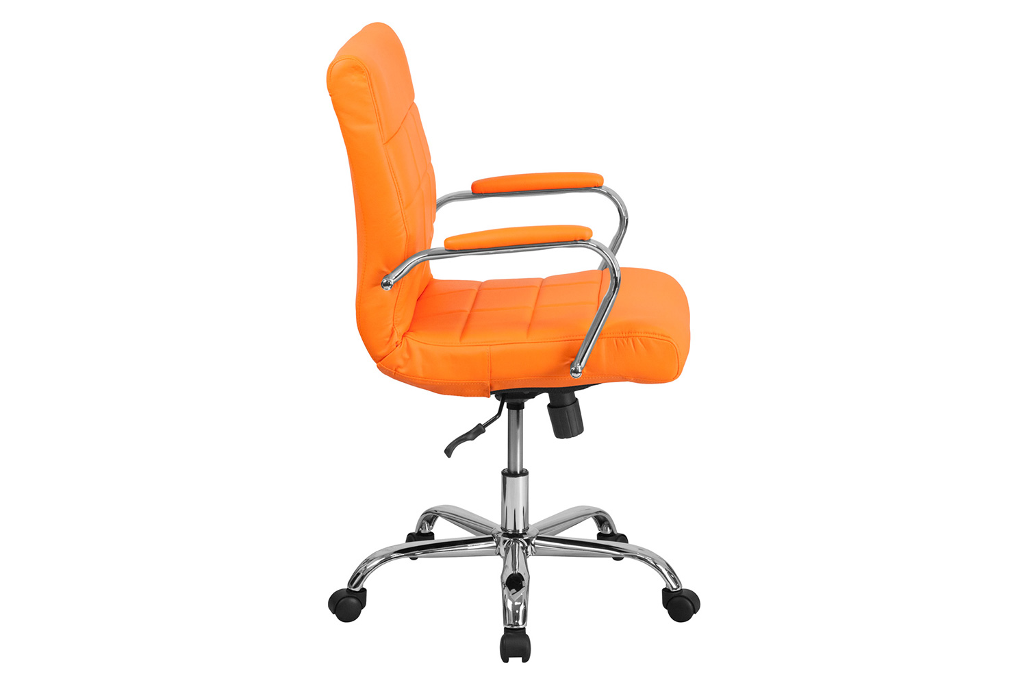 BLNK Vivian Vinyl Mid-Back Executive Swivel Office Chair with Chrome Base and Arms - Orange