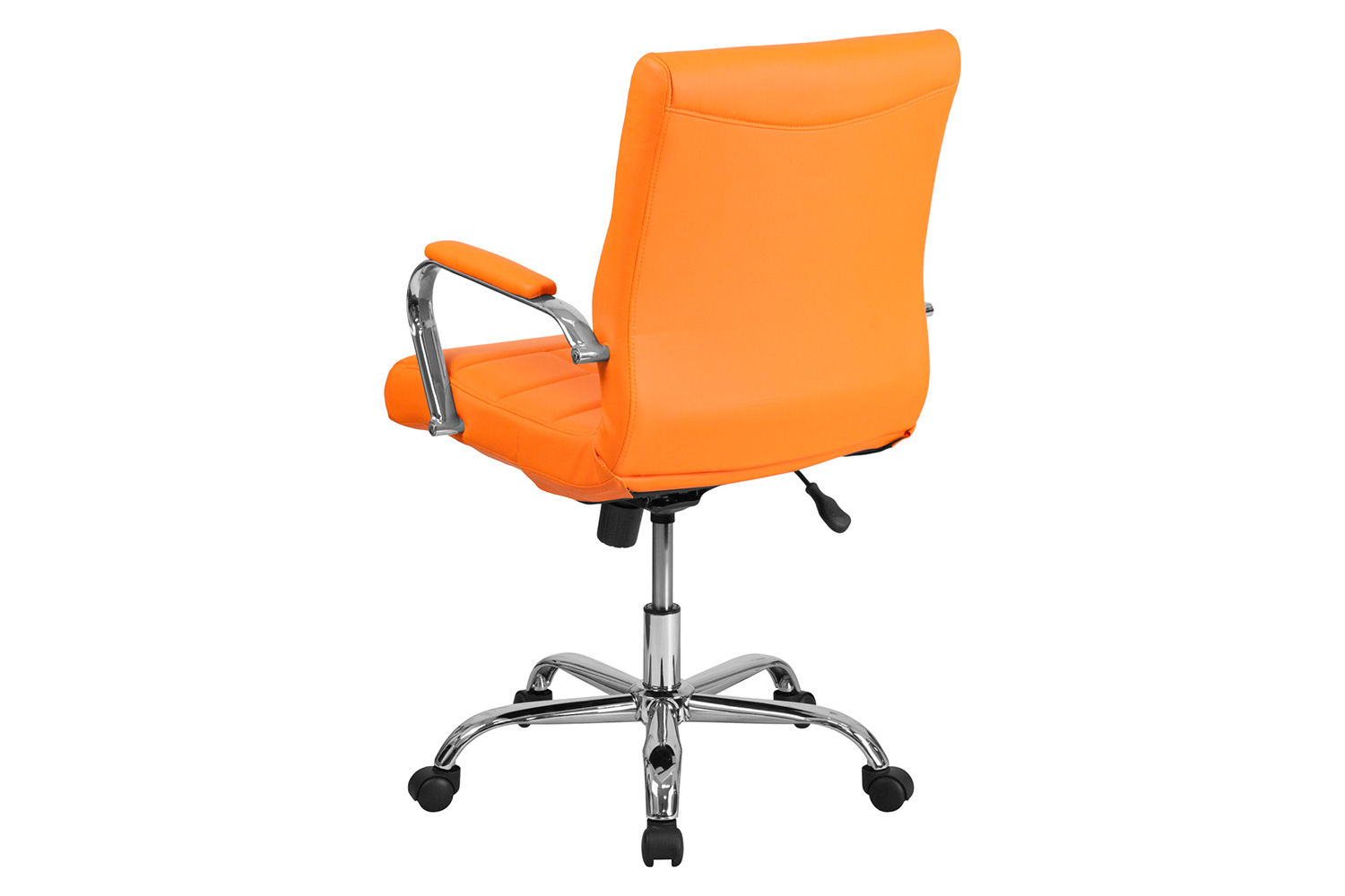 BLNK Vivian Vinyl Mid-Back Executive Swivel Office Chair with Chrome Base and Arms - Orange