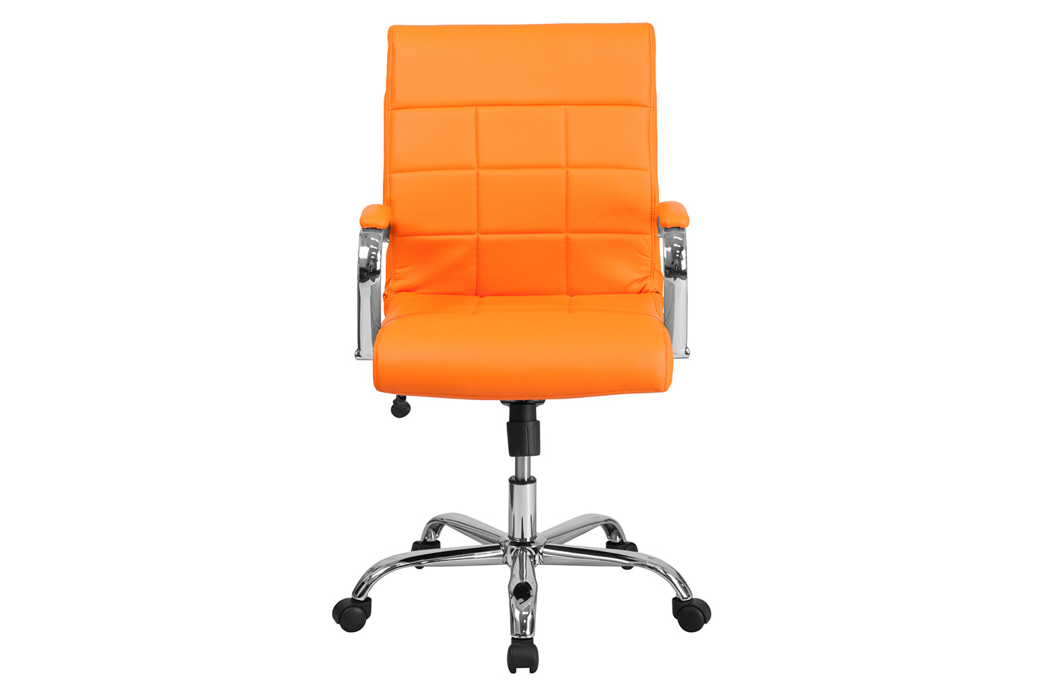 BLNK Vivian Vinyl Mid-Back Executive Swivel Office Chair with Chrome Base and Arms - Orange